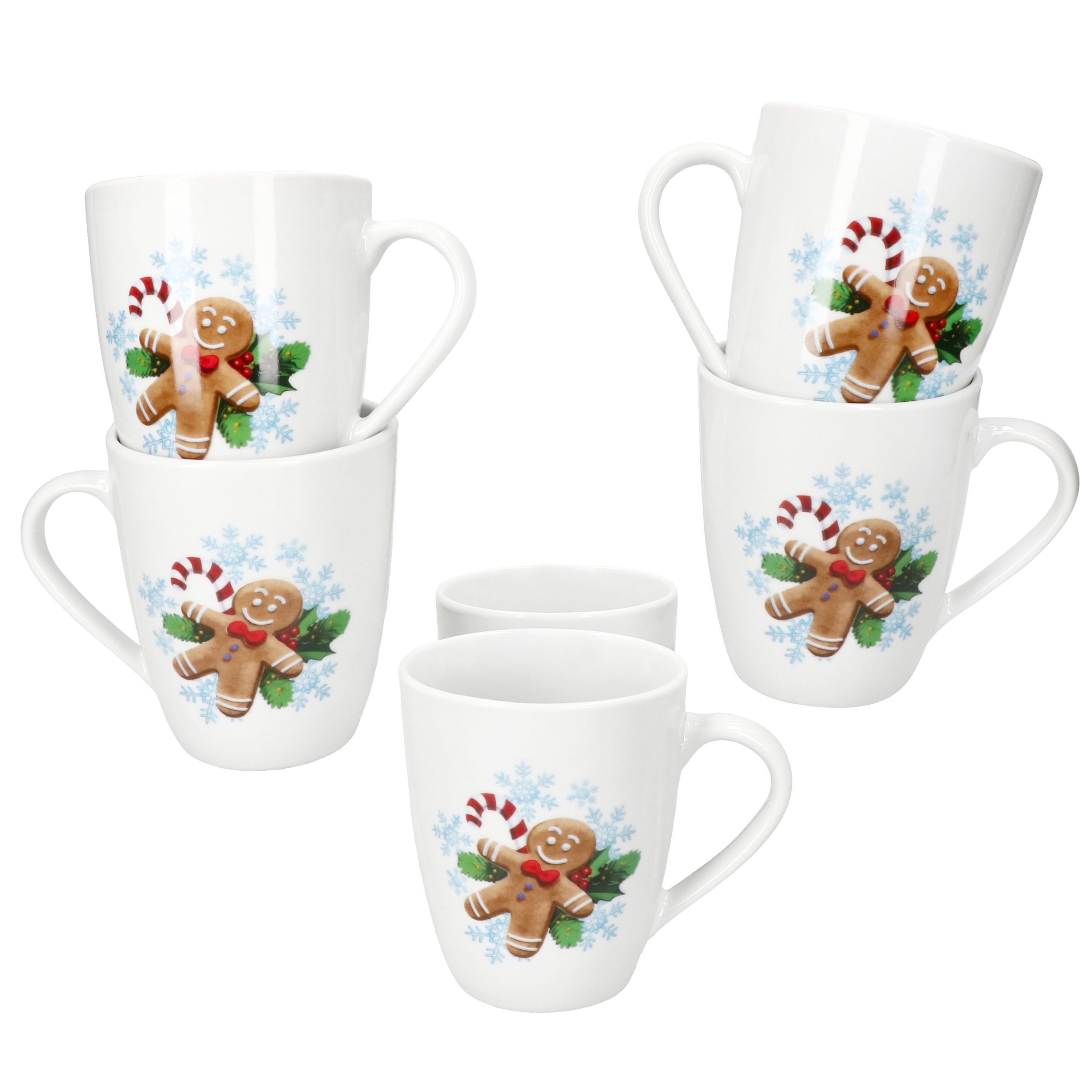MamboCat Becher 6x Candyman Kaffeebecher 320ml Porzellan-Tassen 6 Personen Glühwein, Porzellan, Weihnachtsgeschirr, Winter, Weihnachtsset, Geschirr, Advent