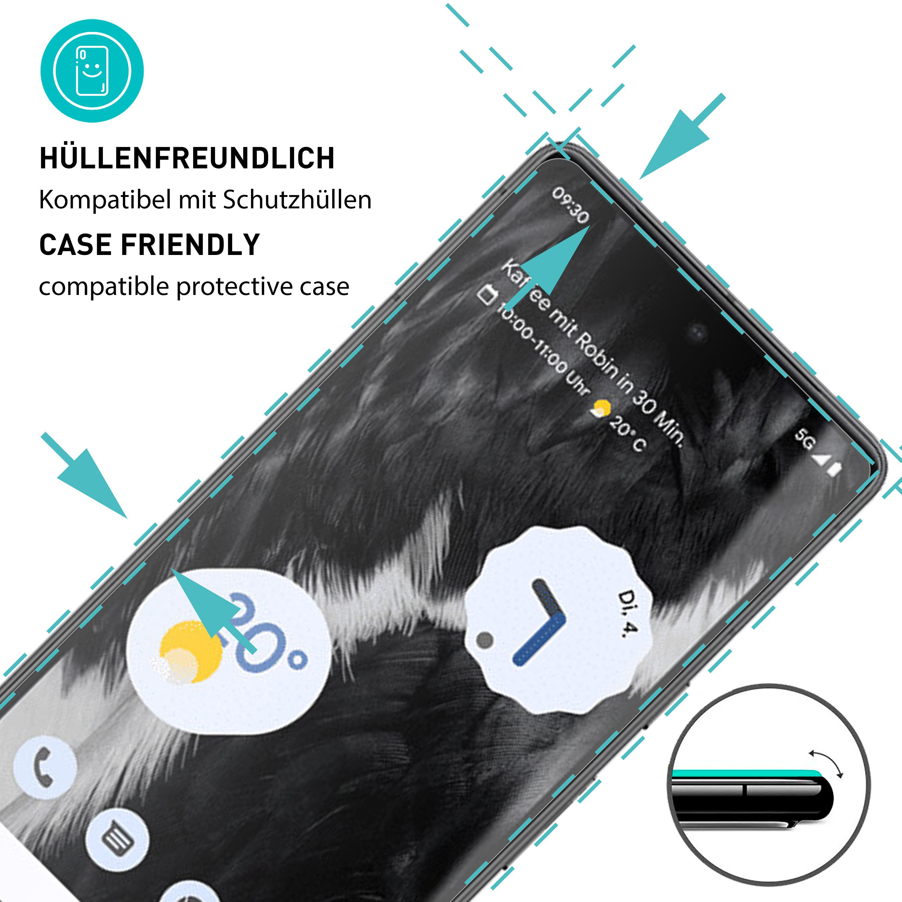 smartect Displayschutzglas Schutzglas Klar für Google Pixel 7, 3 Stück für Google Pixel 7, 3 Stück, Anti-Fingerabdruck, 9H Härte, Blasenfreie Installation