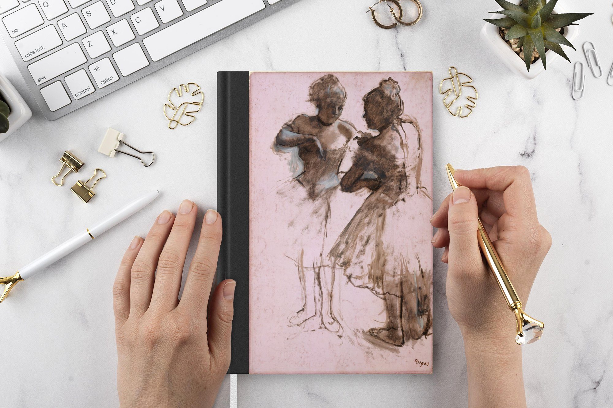 Degas, 98 Tänzerinnen Notizheft, Tagebuch, MuchoWow Journal, von Merkzettel, Seiten, Edgar Notizbuch Kunstwerk - A5, Zwei Haushaltsbuch