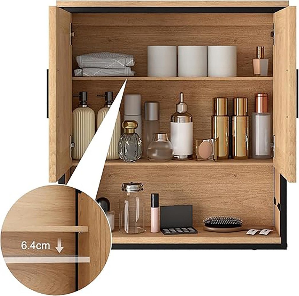 EUGAD Badmöbel-Set, (2-St), mit 2 Spiegeln, höhenverstellbarer Trennwand, aus Holzwerkstoff