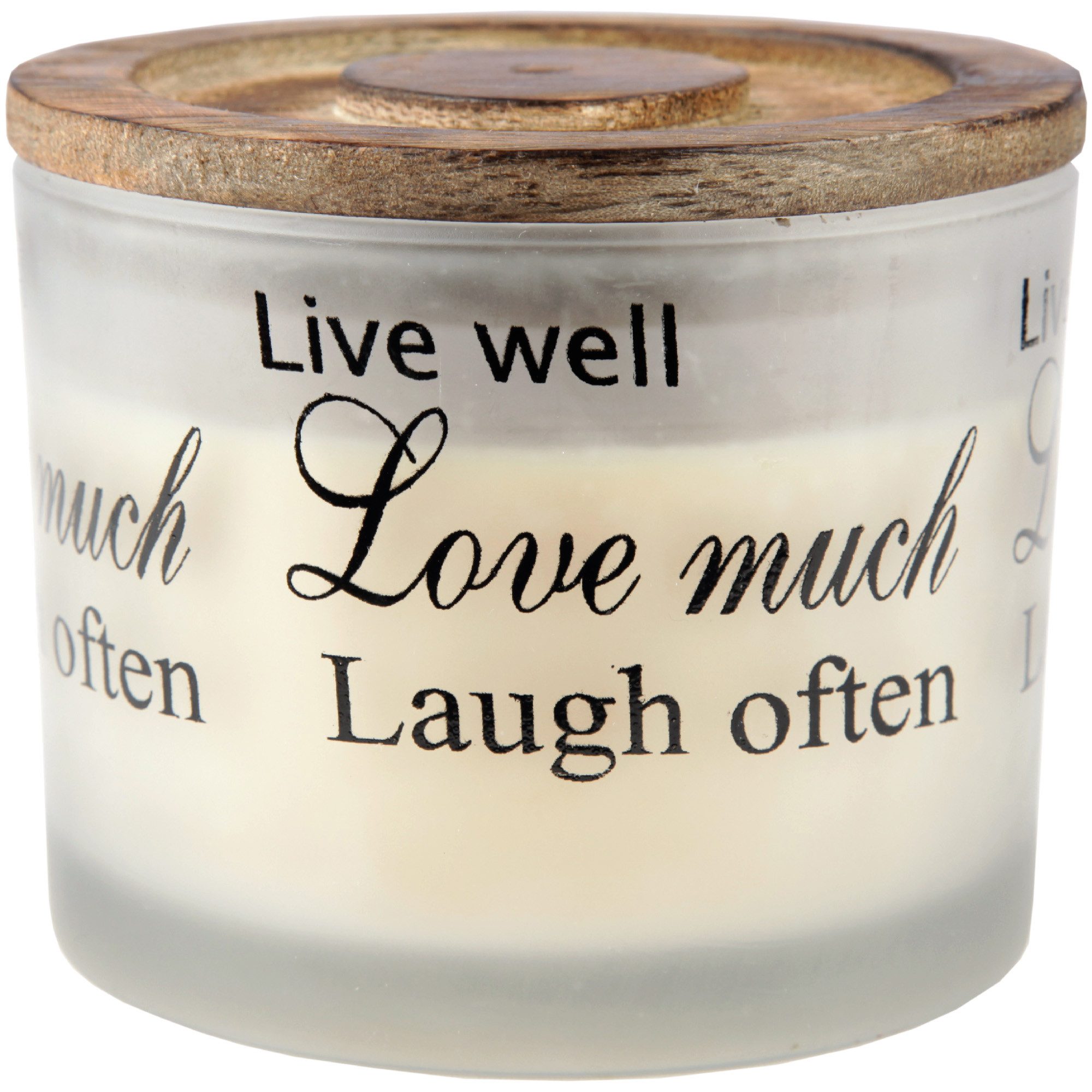 HS Candle Duftkerze im Glas inkl. Holzdeckel, Kokosnuss & Limette, Mehrdocht mit Sprüchen (1-tlg), 2 Dochte, 250 g Wachs, Ø10 x H8 cm, bis zu 24 h Brenndauer – Bild 4 von 5