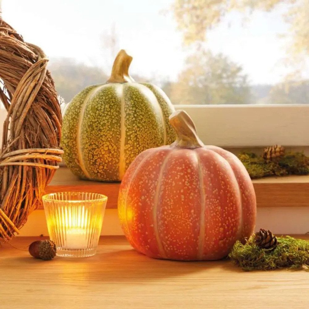Home-trends24.de Dekofigur Kürbis orange grün 2er-Set günstig online kaufen