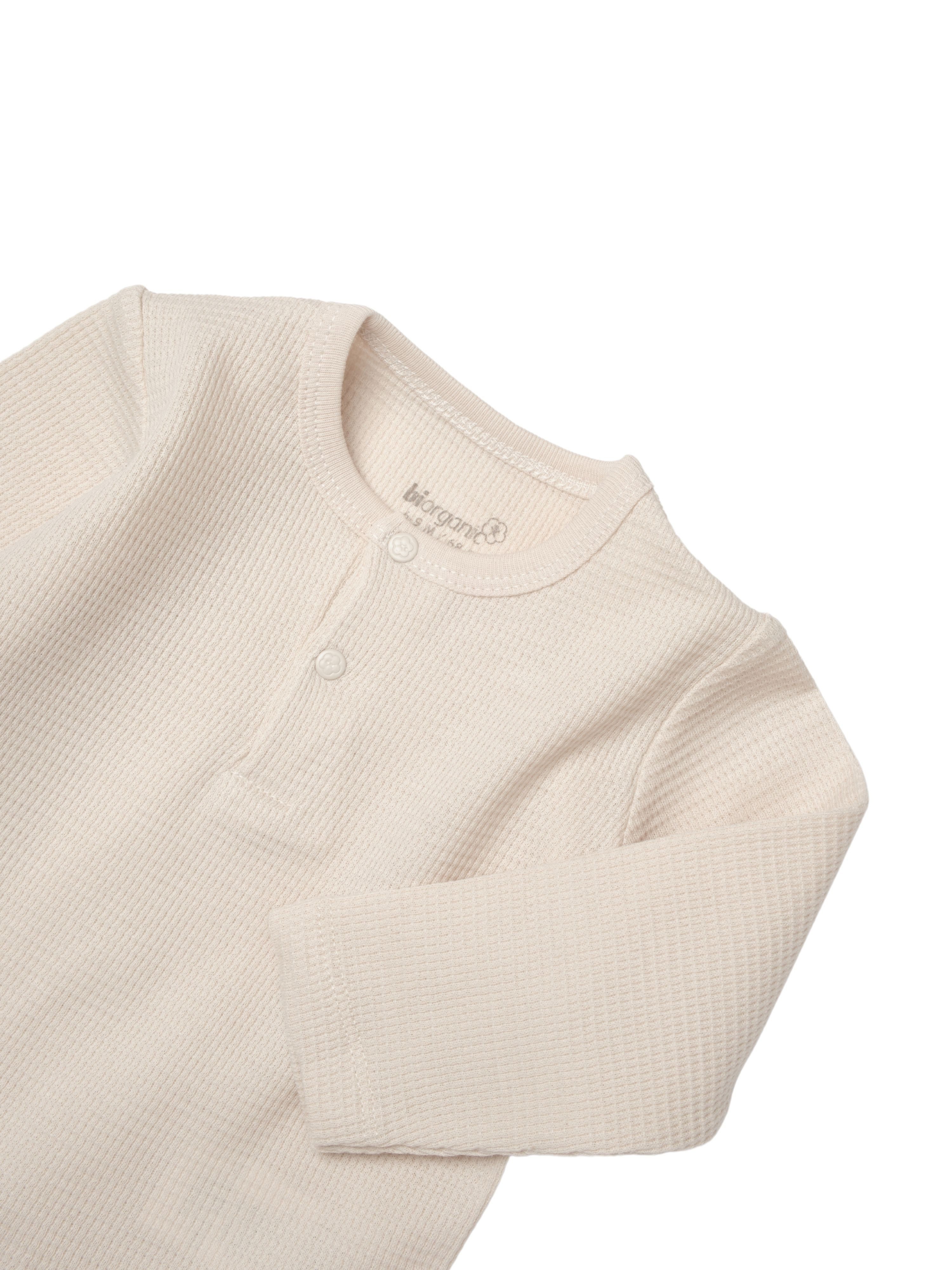 biorganic Langarmshirt & Hose Baby Waffle Smile für Jungen und Mädchen Unisex Langarm (2-tlg., Shirt & Hose) Waffelmuster, Bio-Baumwolle Größe 68-86