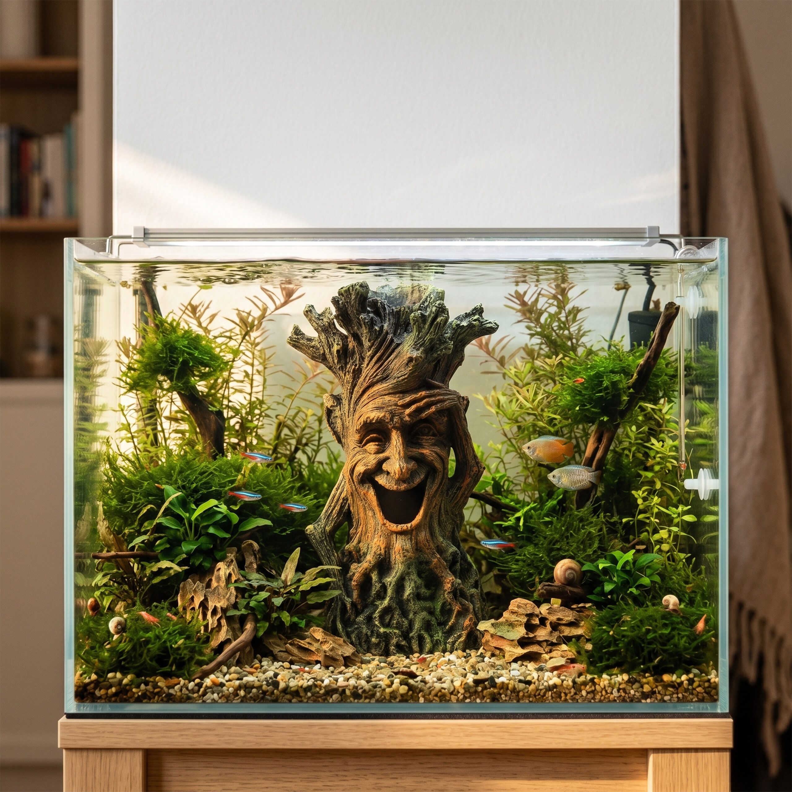 relaxdays Aquariendeko Aquarium Deko Baum mit Gesicht