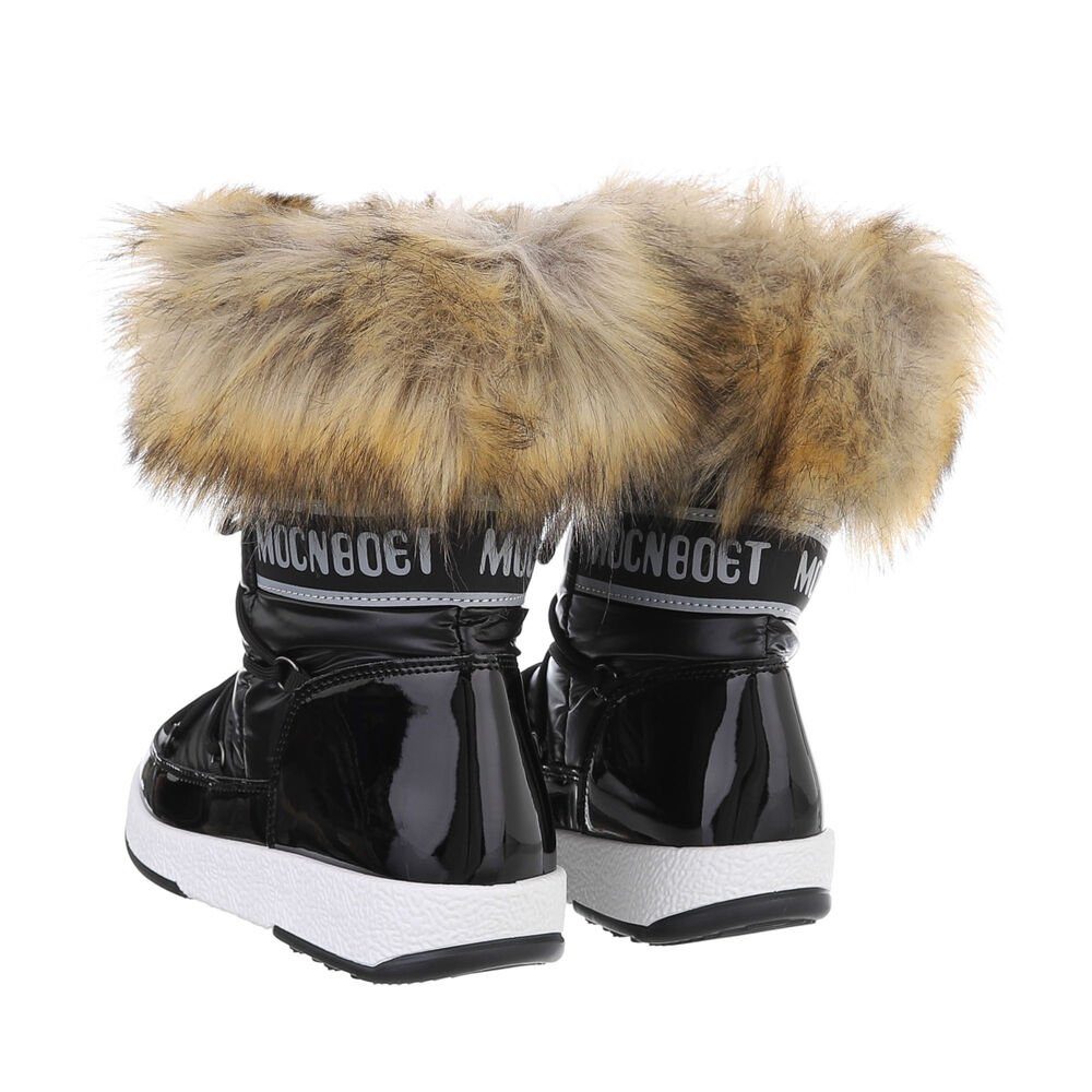 Ital-Design Damen Snowboots Freizeit Snowboots (85135806) Flach Schnürstiefeletten in Schwarz