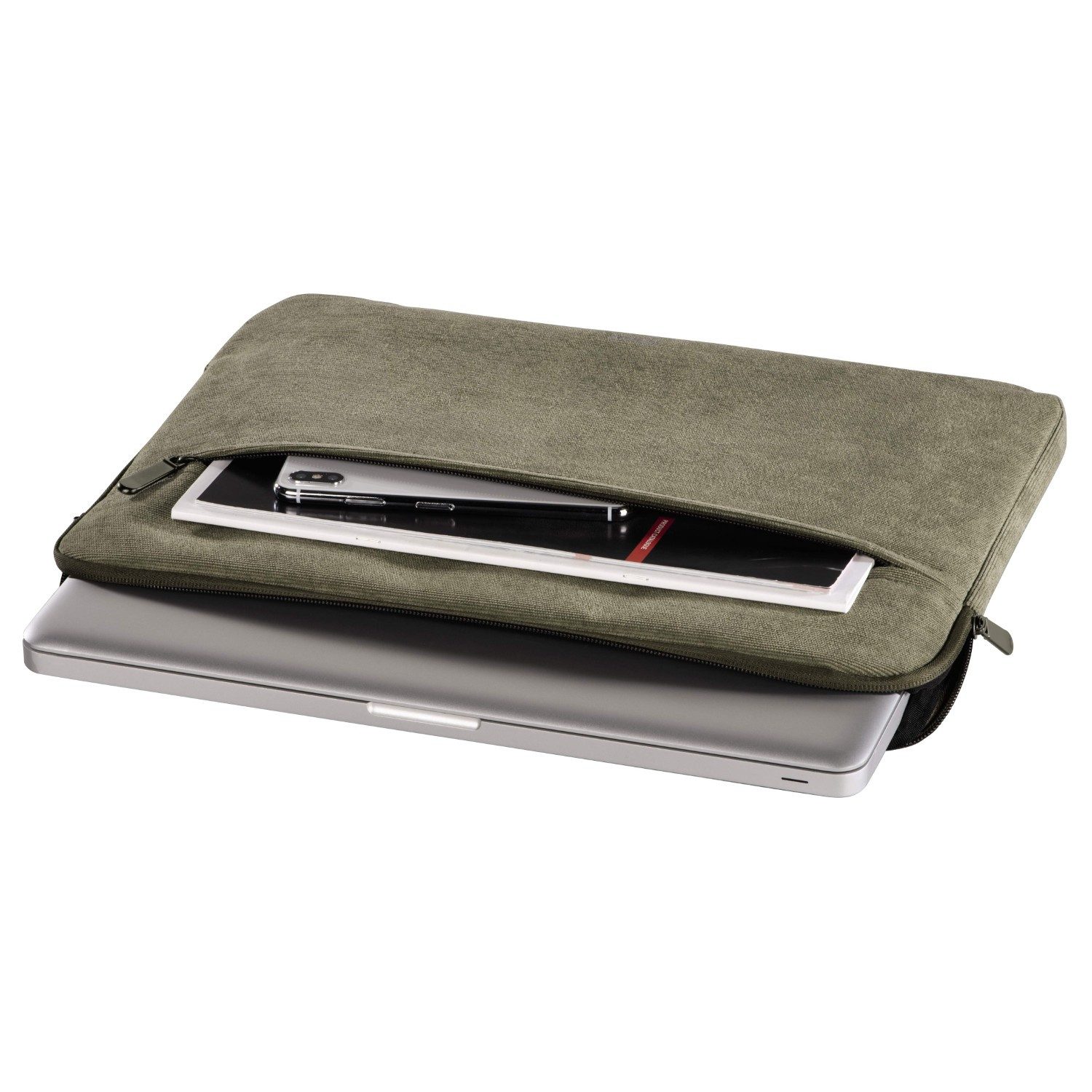 Hama Laptoptasche Notebook-Tasche Schutz-Hülle Cali 13,3" bis 14,2" Oliv (Notebook-Cover), Sleeve Cover Laptop passend für 13" 13,3" 13,5" 14" 14,1" 14,2" Zoll