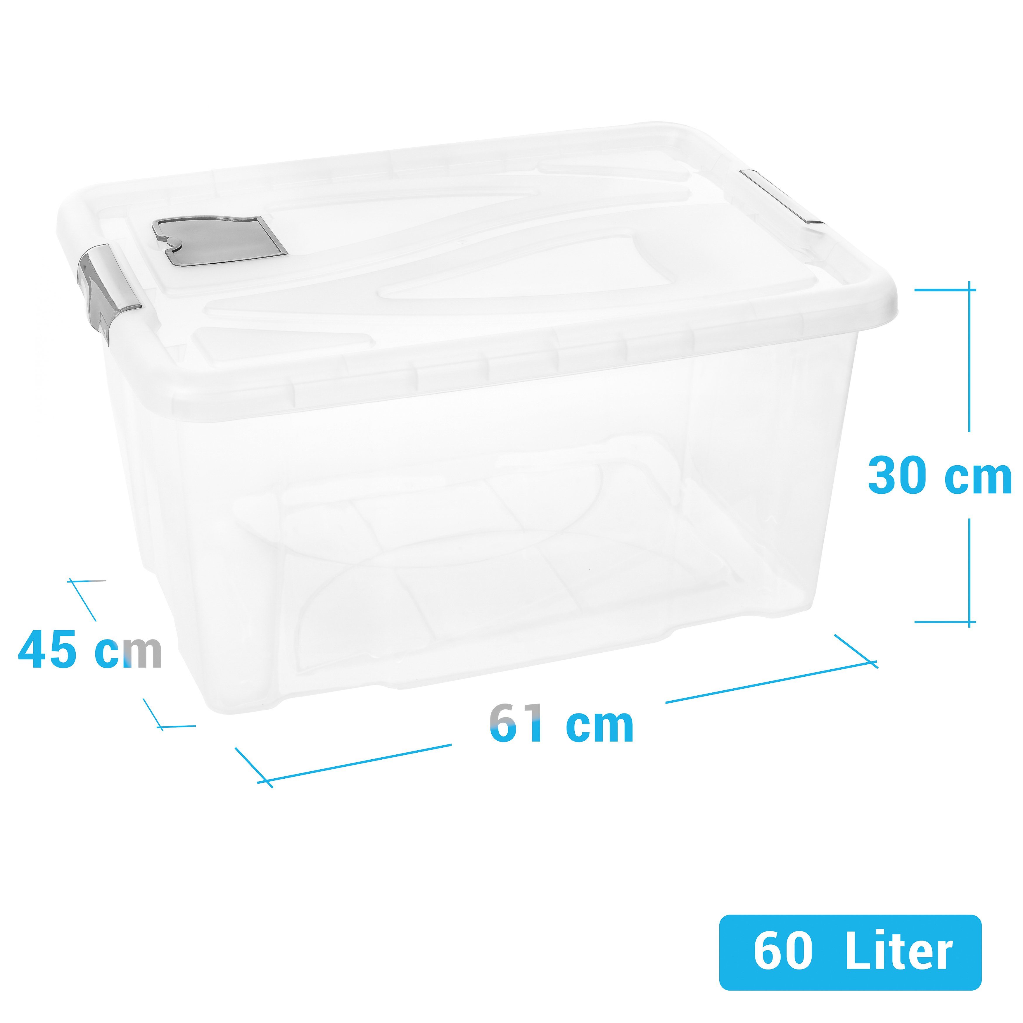 Centi Allzweckkiste Aufbewahrungsbox mit Deckel mit Griffen und Lüftungsklappe (Set, 4 St., ‎61 x 30 x 45 cm V= 60 L), stapelbare Kisten mit Deckel