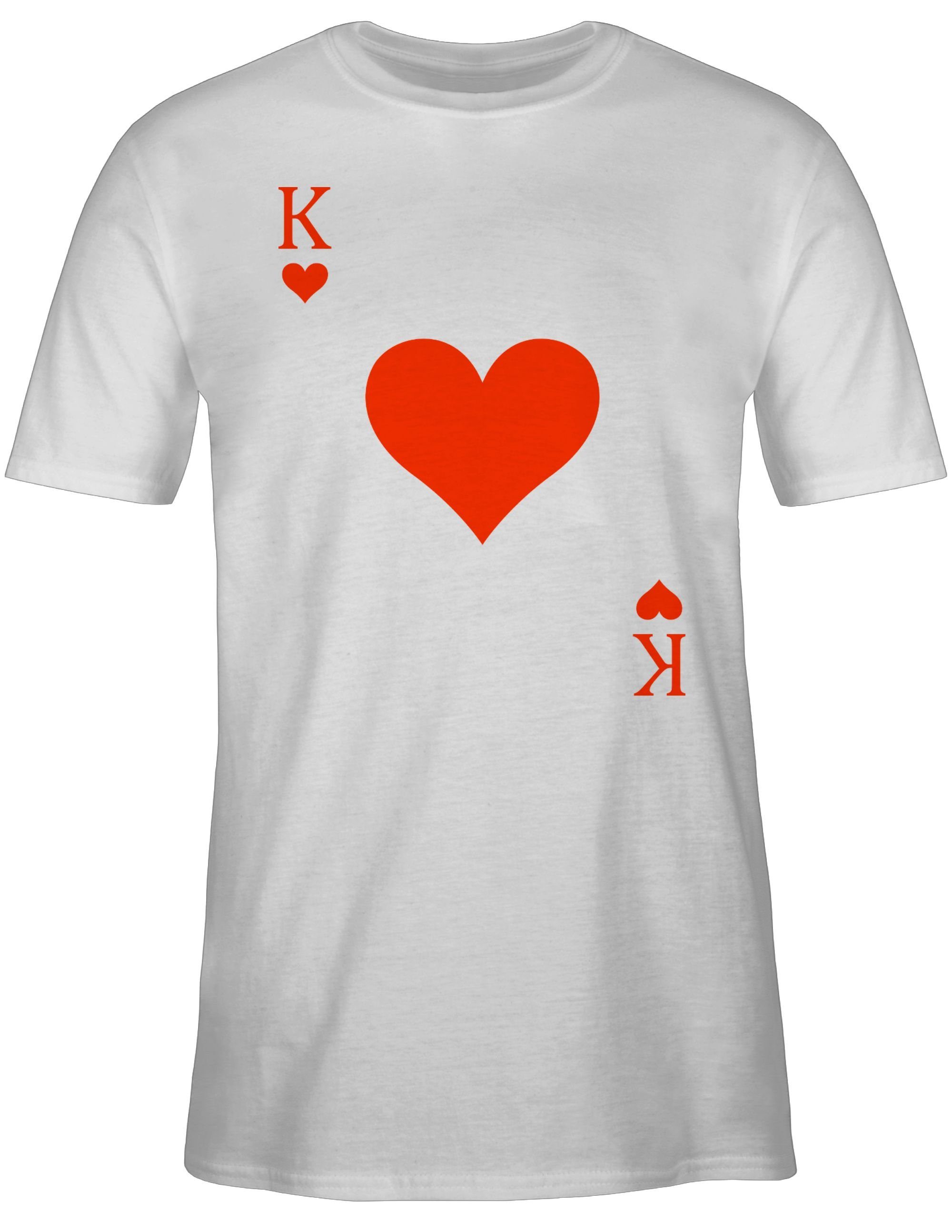 Shirtracer T-Shirt Herz König - & - Weiß Karneval Spielkarte 2 Kartenspiel Fasching He Herzkönig Karneval Queen King