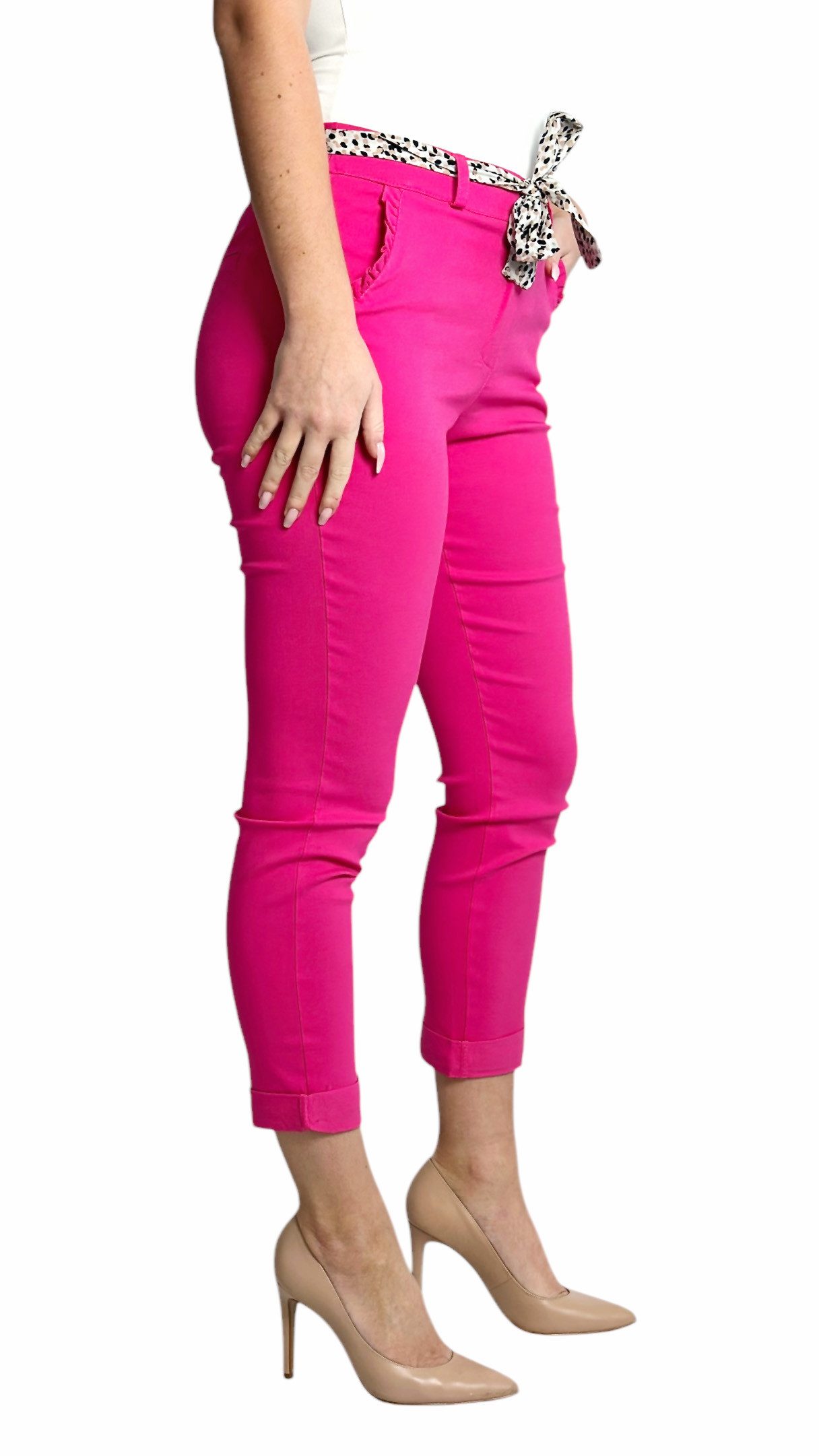 Mississhop Stretch-Hose Female Damen Stretch Klassische Chino Hose mit gemustertem Tuch N. 366