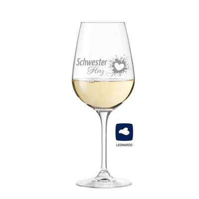KS Laserdesign Weinglas Leonardo mit Gravur -Schwesterherz- Geschenke für die beste Schwester, Glas, Lasergravur