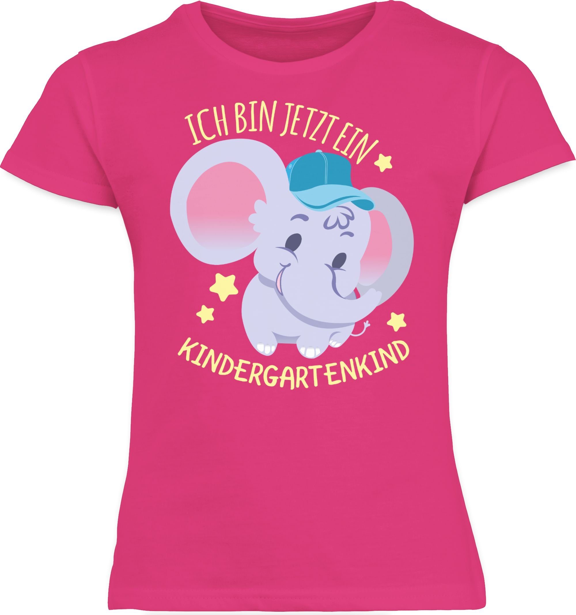 T-Shirt Fuchsia Kindergarten - ein ich Shirtracer Elefant Hallo bin 1 Kindergartenkind jetzt Süßer