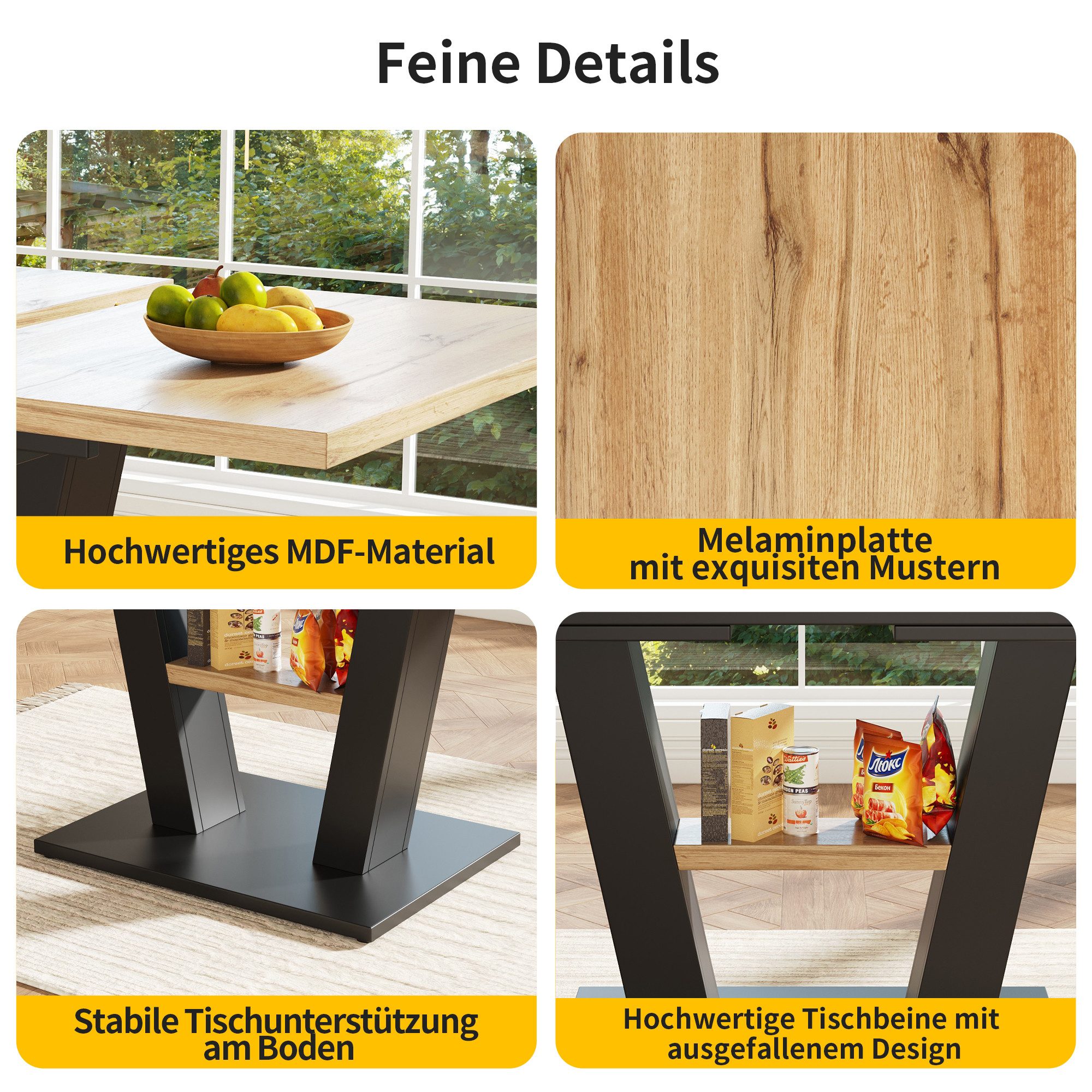 i@home Esstisch Teleskoptisch, Tisch, Küchentisch, Ausziehtisch, ausziehbar,Schwarz (Bis 60 kg belastbar, 118-157*70*75cm, 1 Tisch), mit Hilfe innenliegender Einlegeplatten, für Küche und Wohnzimmer