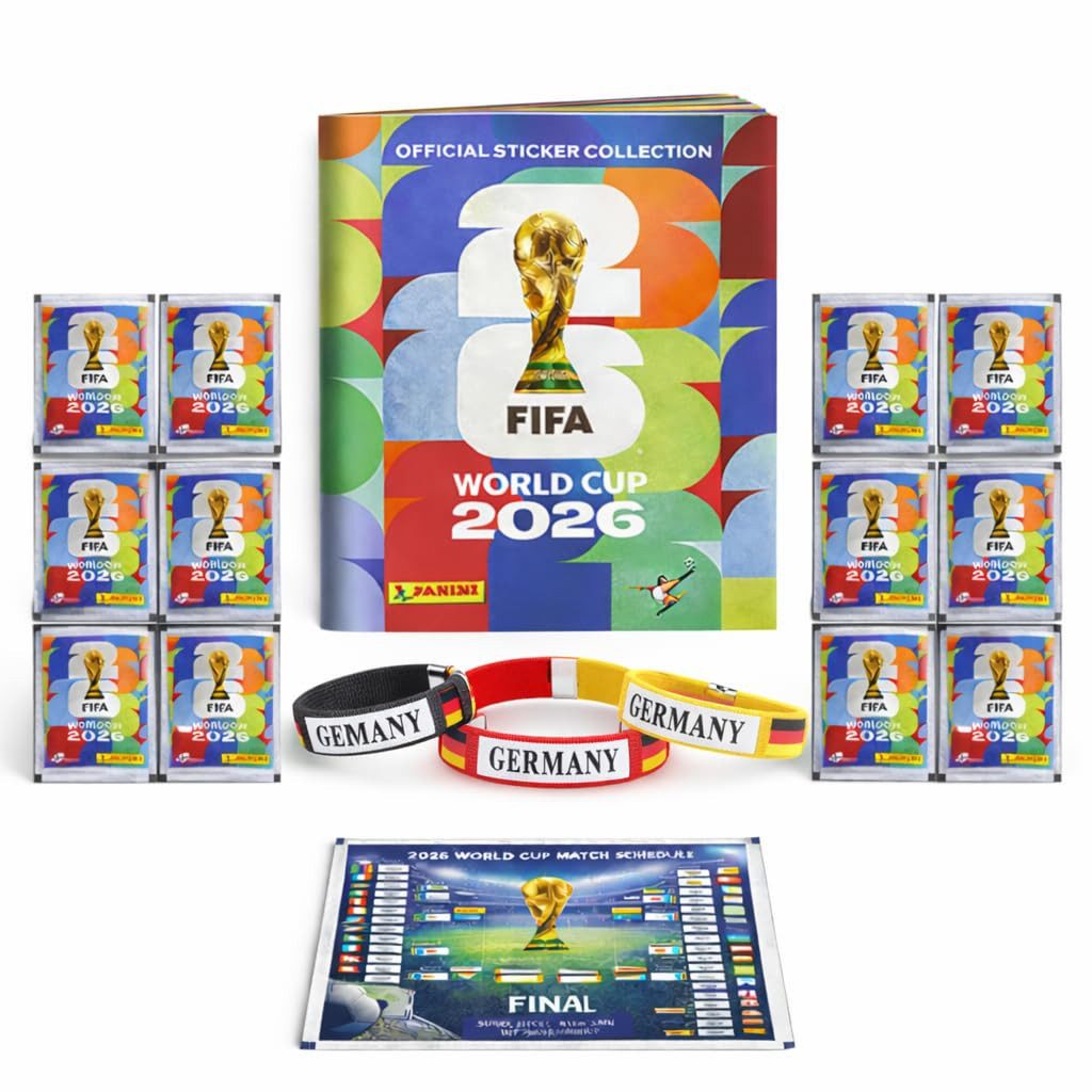 Kinderfreund® Stickerbuch XXL WM 2026 Set – inkl. Sticker Album Panini + Spielplan & Armbänder