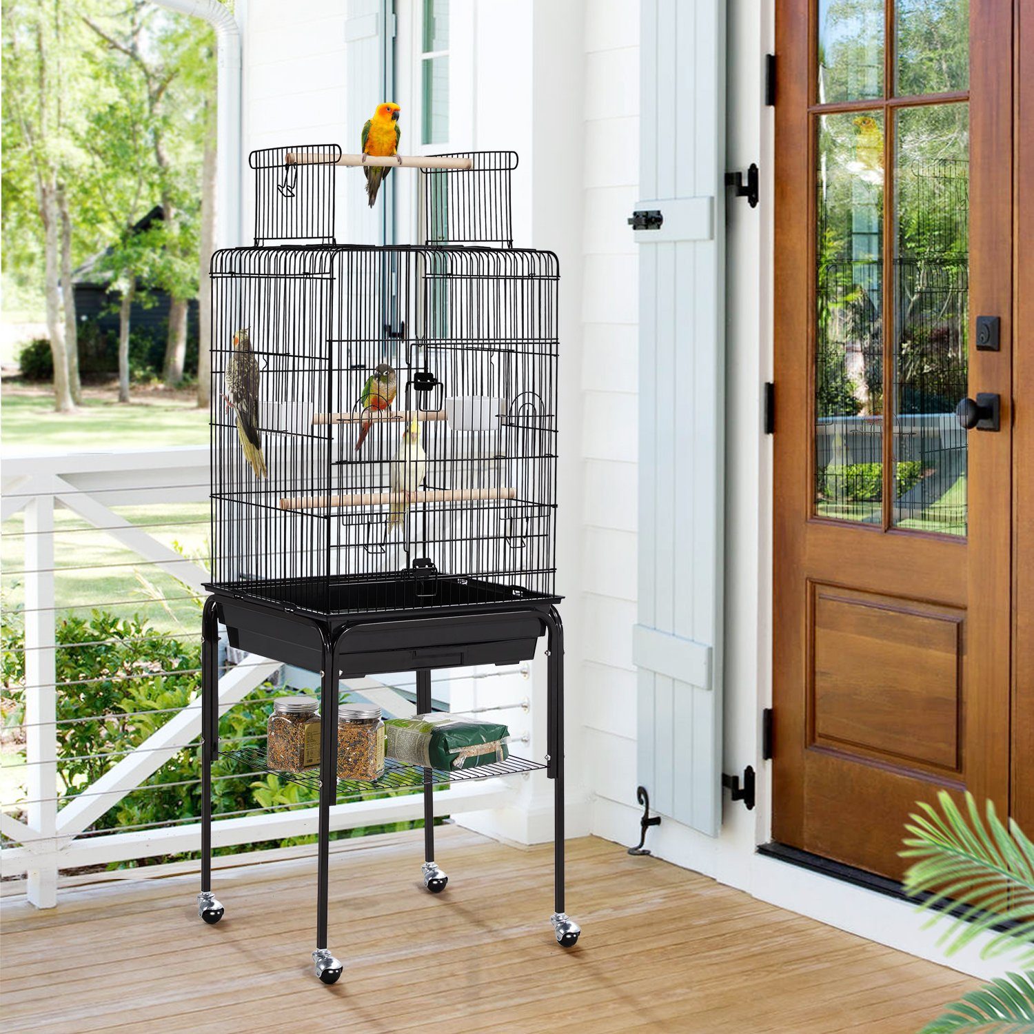 Yaheetech Vogelkäfig, Zusätzlicher Stauraum für Zubehör günstig online kaufen