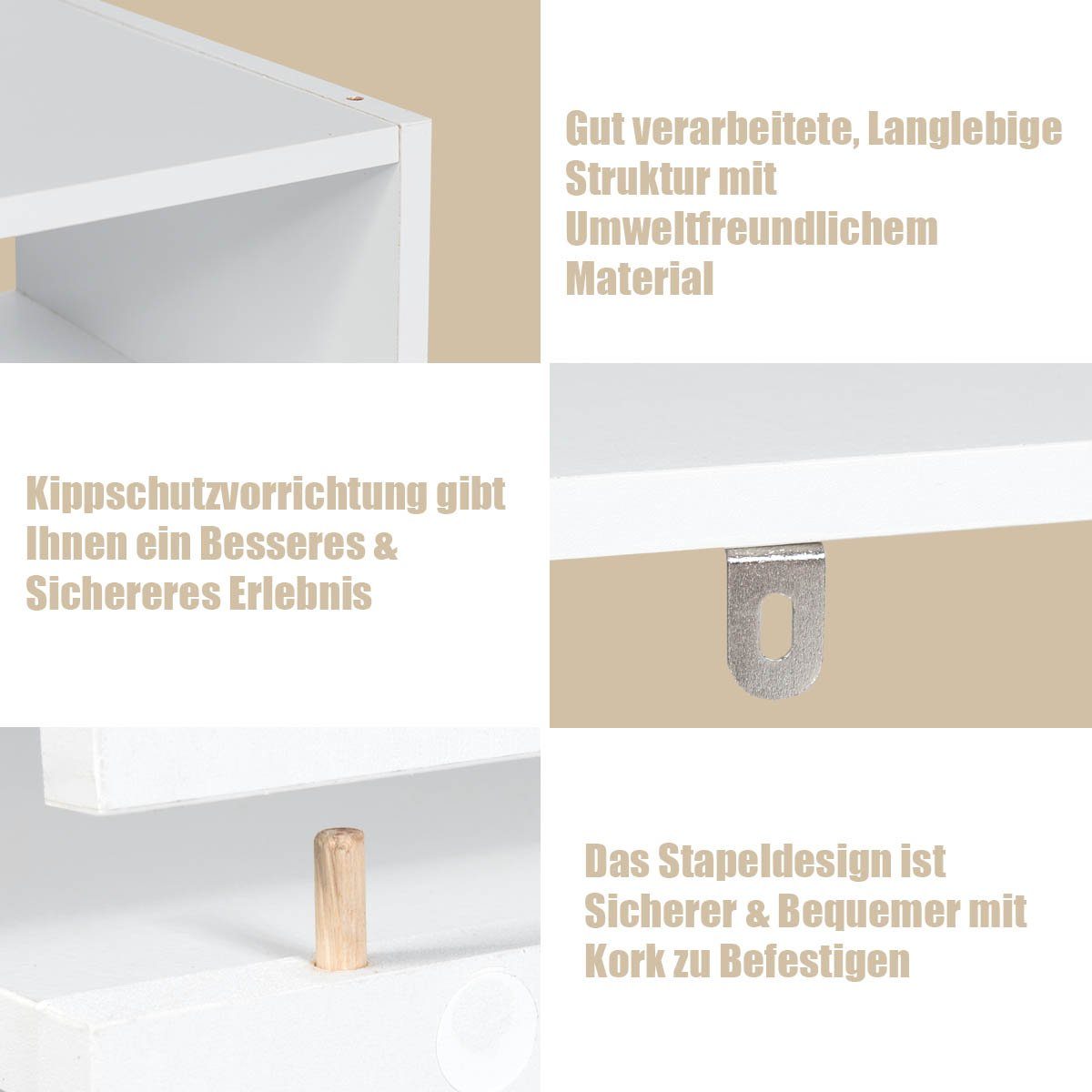 COSTWAY Schuhregal, stapelbar, frei kombinierbar, 27 Paar Schuhe