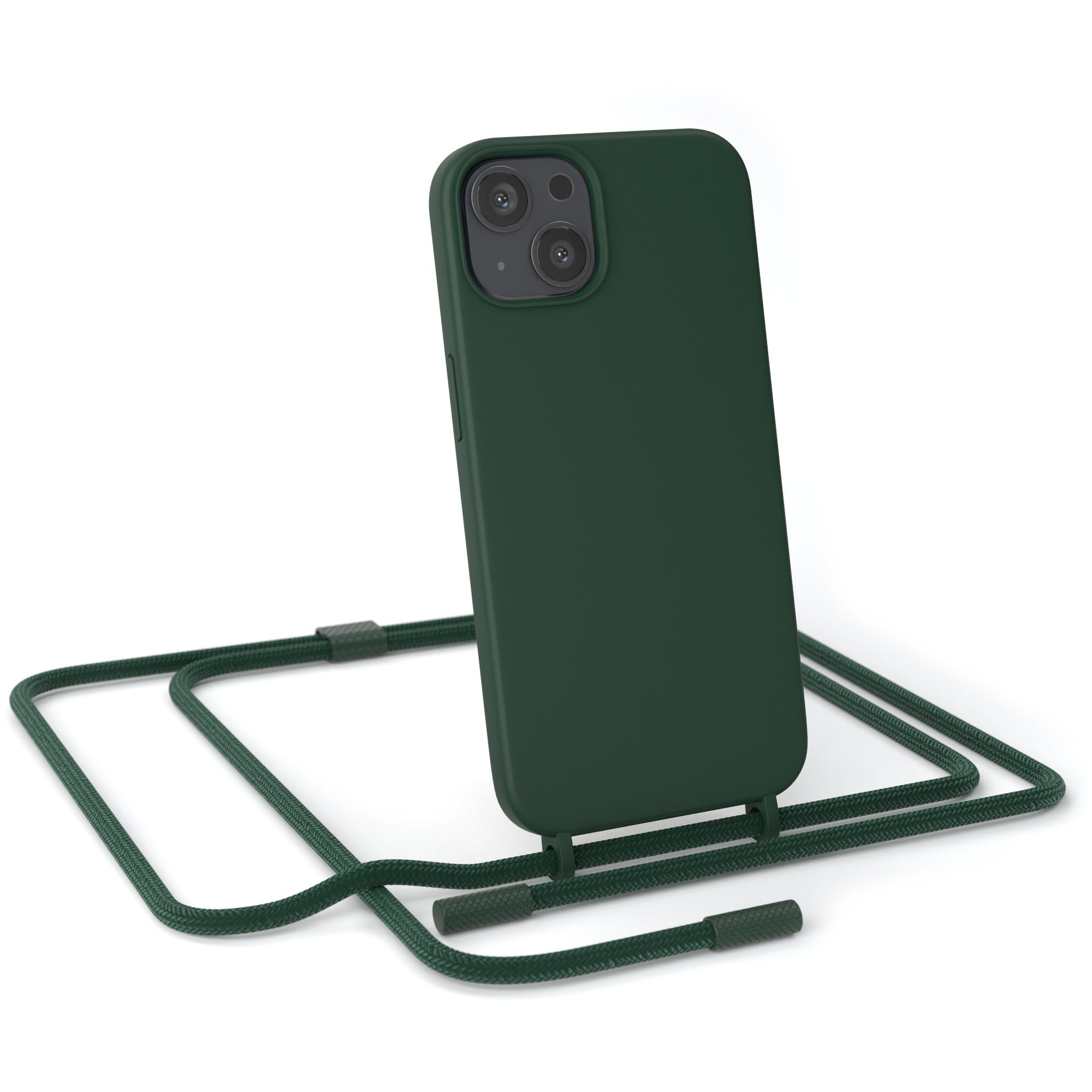 EAZY CASE Handykette Runde Kette für Apple iPhone 13 6,1 Zoll, Handykette zum Umhängen Slim Phone Chain Festivalbag Smartphone Grün