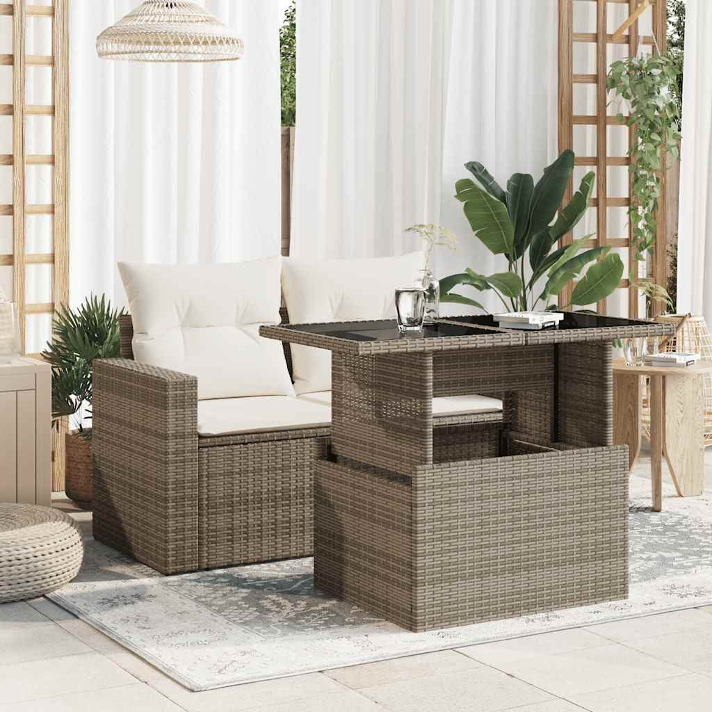 vidaXL Gartentisch Gartentisch mit Glasplatte Grau 100x55x73 cm Poly Rattan günstig online kaufen