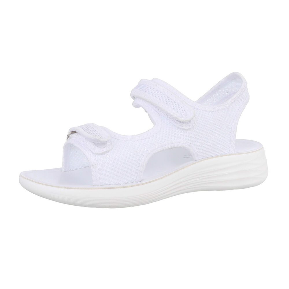 Ital-Design Damen Freizeit Riemchensandalette (86527288) Keilabsatz/Wedge Keilsandaletten in Weiß