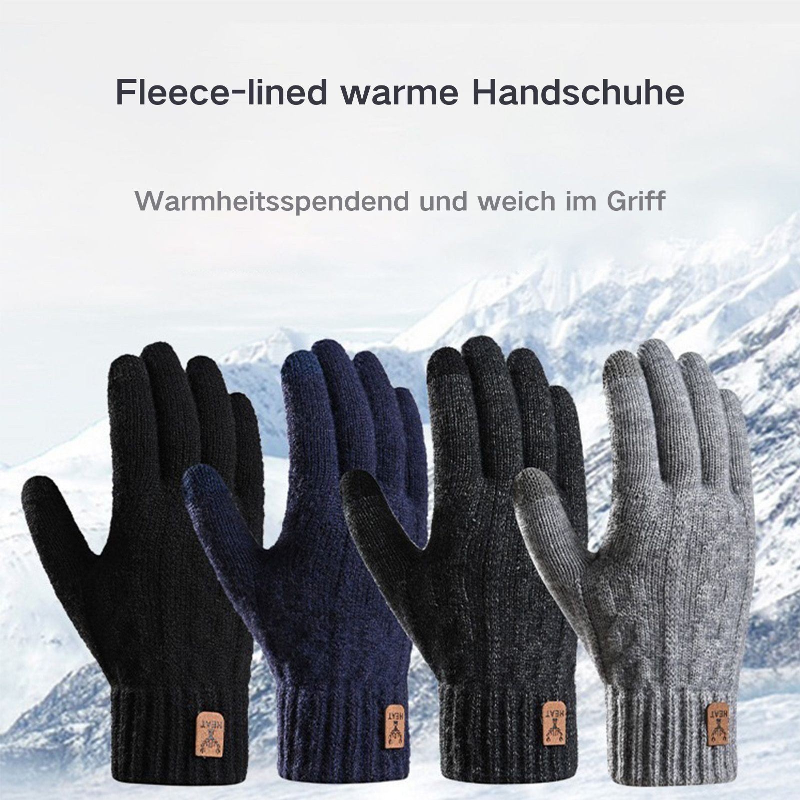 Jumpeak Strickhandschuhe Handschuhe,handschuhe winter,handschuhe herren,Arbeitshandschuhe (Spar-Set, Thermofleece-Futter) fahrradhandschuhe herren,arbeitshandschuhe herren,4 Farben,Kälteschutz