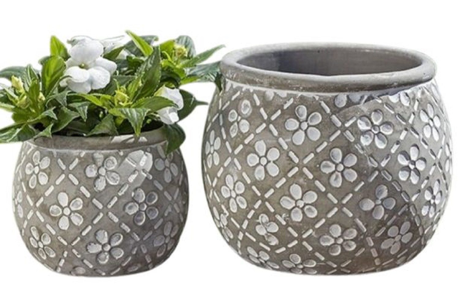 BOLTZE GRUPPE GmbH Übertopf Pflanztopf Floras Set Hca.11-15cm Beton grau