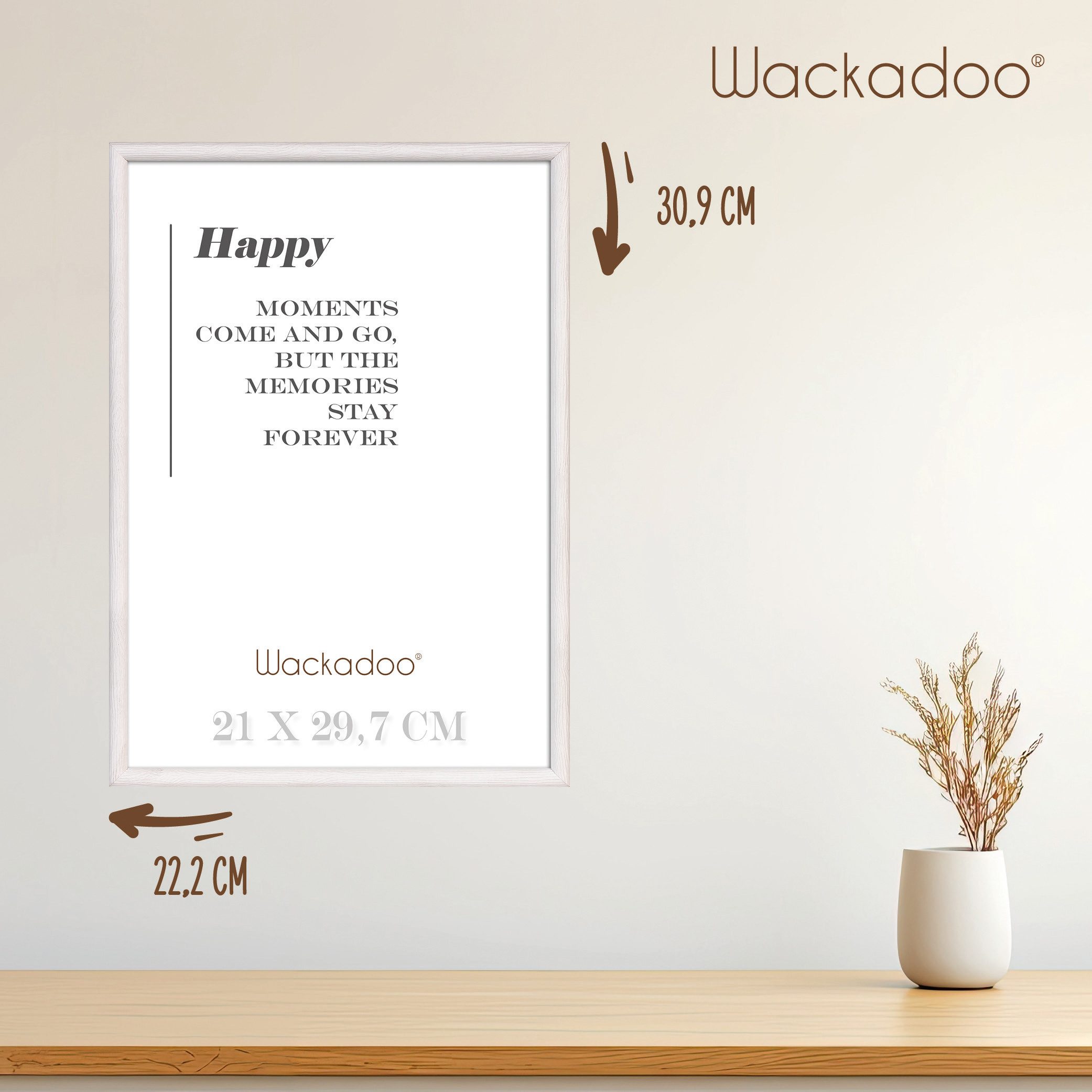 Wackadoo Living Bilderrahmen-Set HAPPY mit Glasscheibe günstig online kaufen