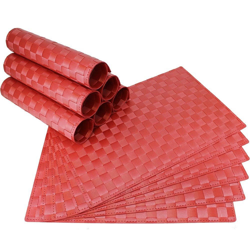 matches21 HOME & HOBBY Platzset Tischset MODERN bordeaux rot Tischunterlage als Tischdeko, (12-St), modernes Esstisch Platzdeckchen als abwaschbarer Tischuntersetzer