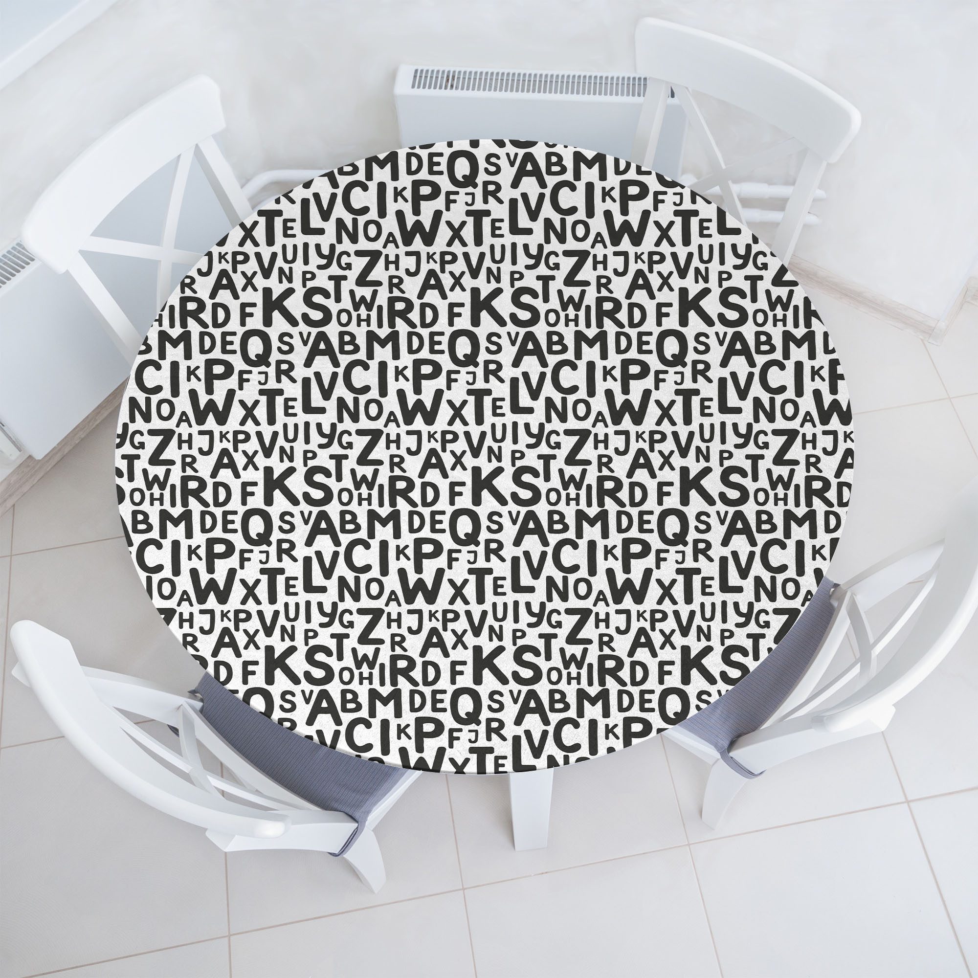 Abakuhaus Tischdecke Rundum-elastische Stofftischdecke, Alphabet Versalien Englisch Letters