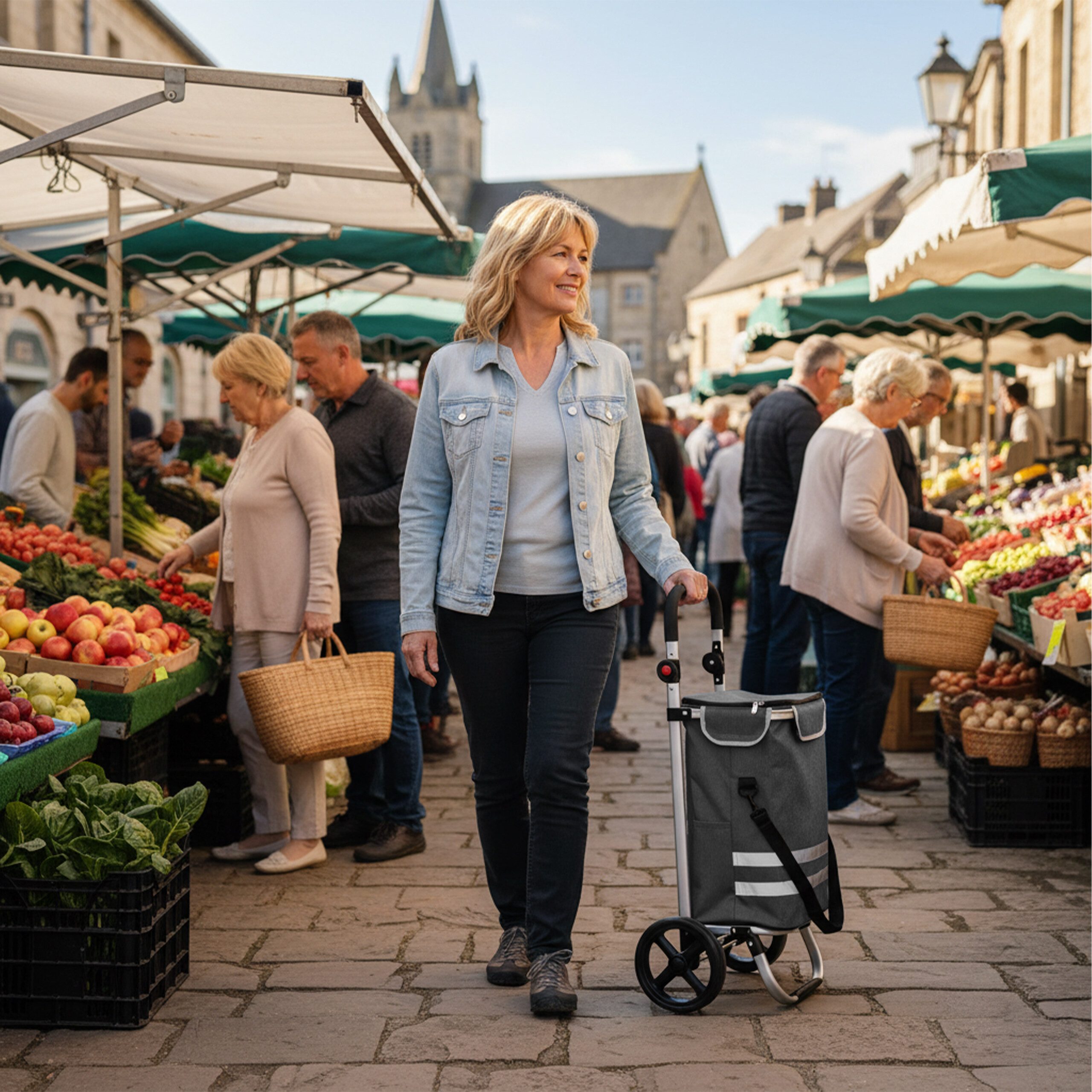 relaxdays Einkaufstrolley Klappbarer Einkaufstrolley 45 l, 45 l, grau