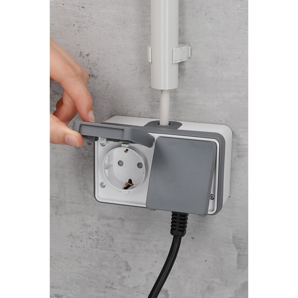 UNITEC Aufputz-Steckdose Unitec Steckdose 2-fach Feuchtraum Mini