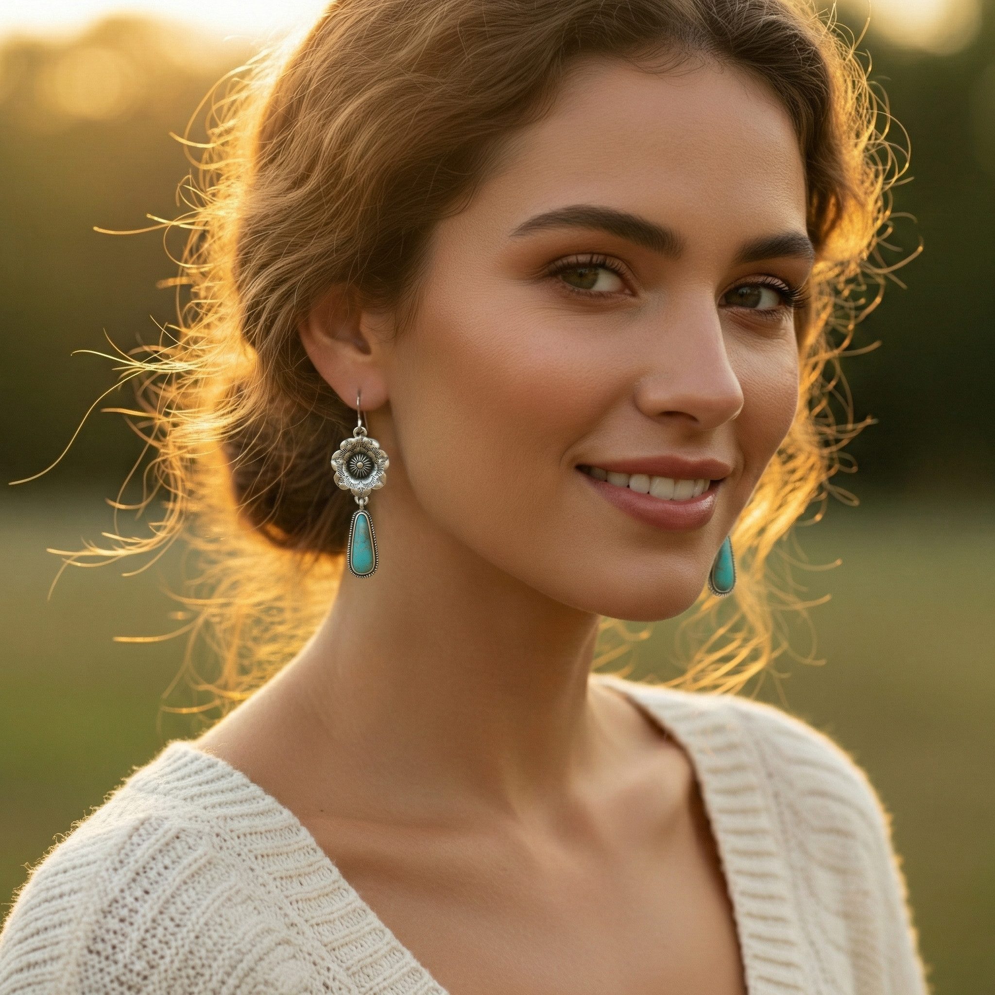 The Beauty House Ohrring-Set Vintage Ethno Boho Ohrhänger Damen – Schmuck mit Edelstein