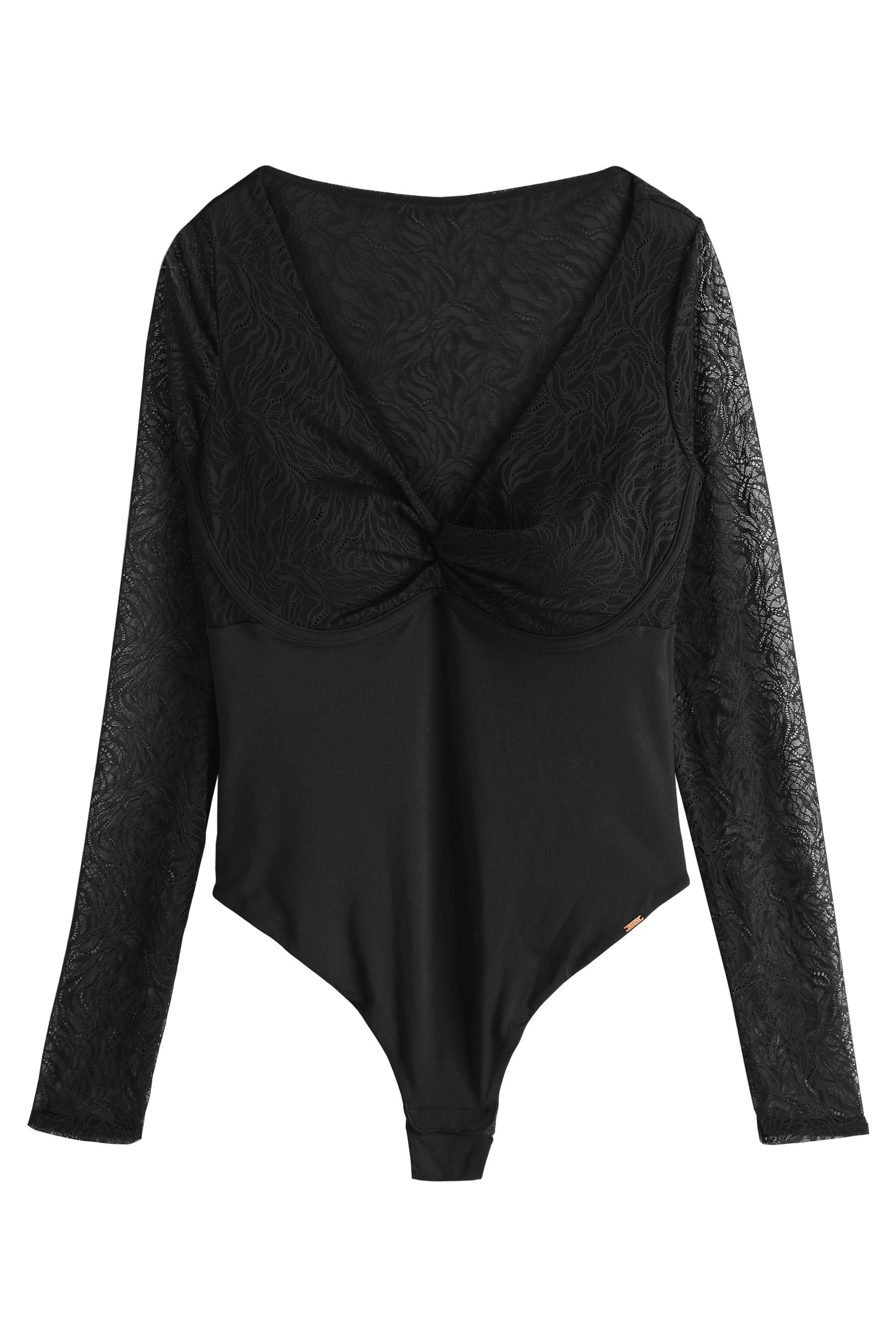 LIPSY Langarmbody Lipsy gepolsterter Tanga-Bodysuit, lange Ärmeln (1-tlg)