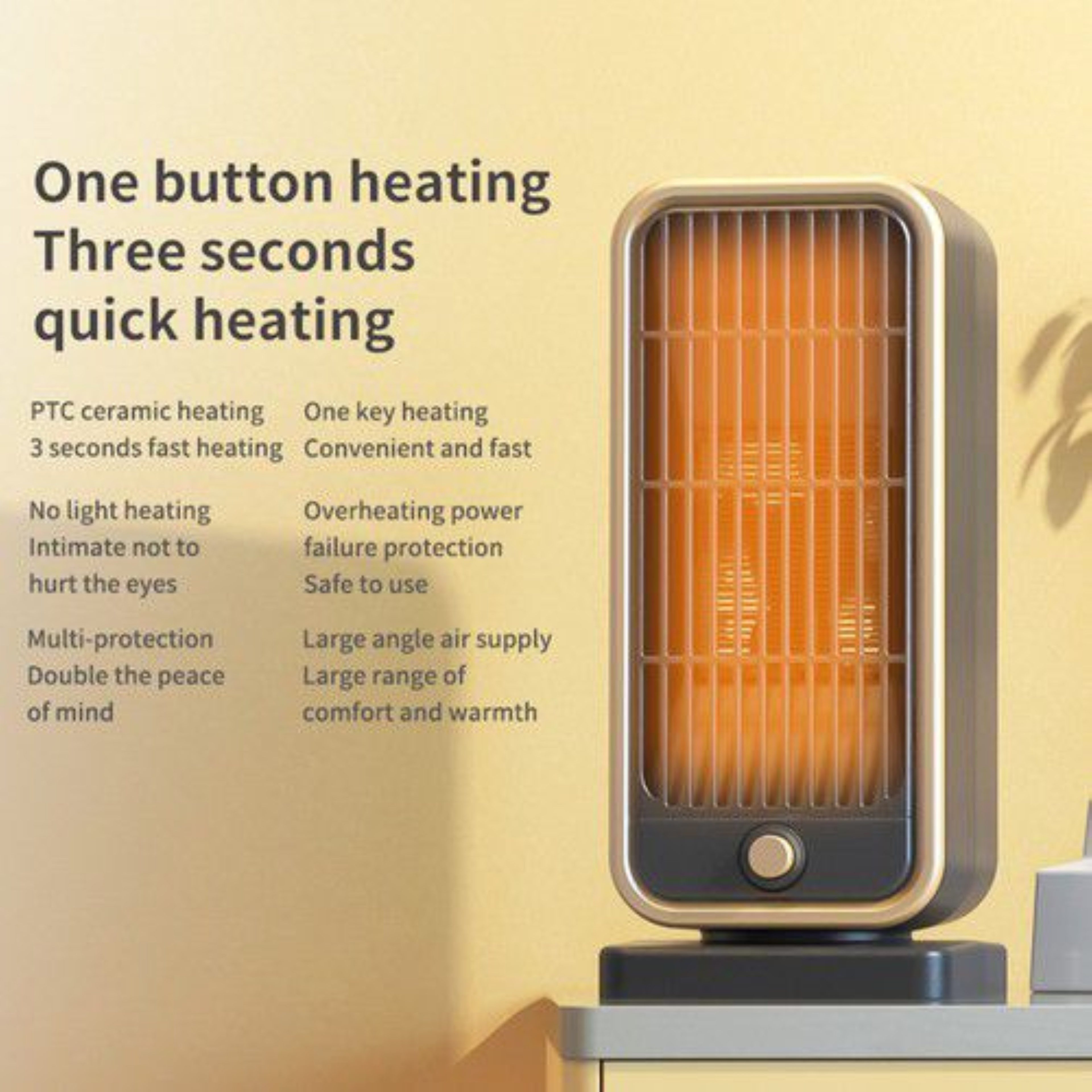 LA CUTE Heizlüfter 500W PTC Keramik Heizlüfter für Innenräume mit Schnellaufheizung, Flammhemmendes ABS, leiser PTC-Heizlüfter mit Schnellaufheizung
