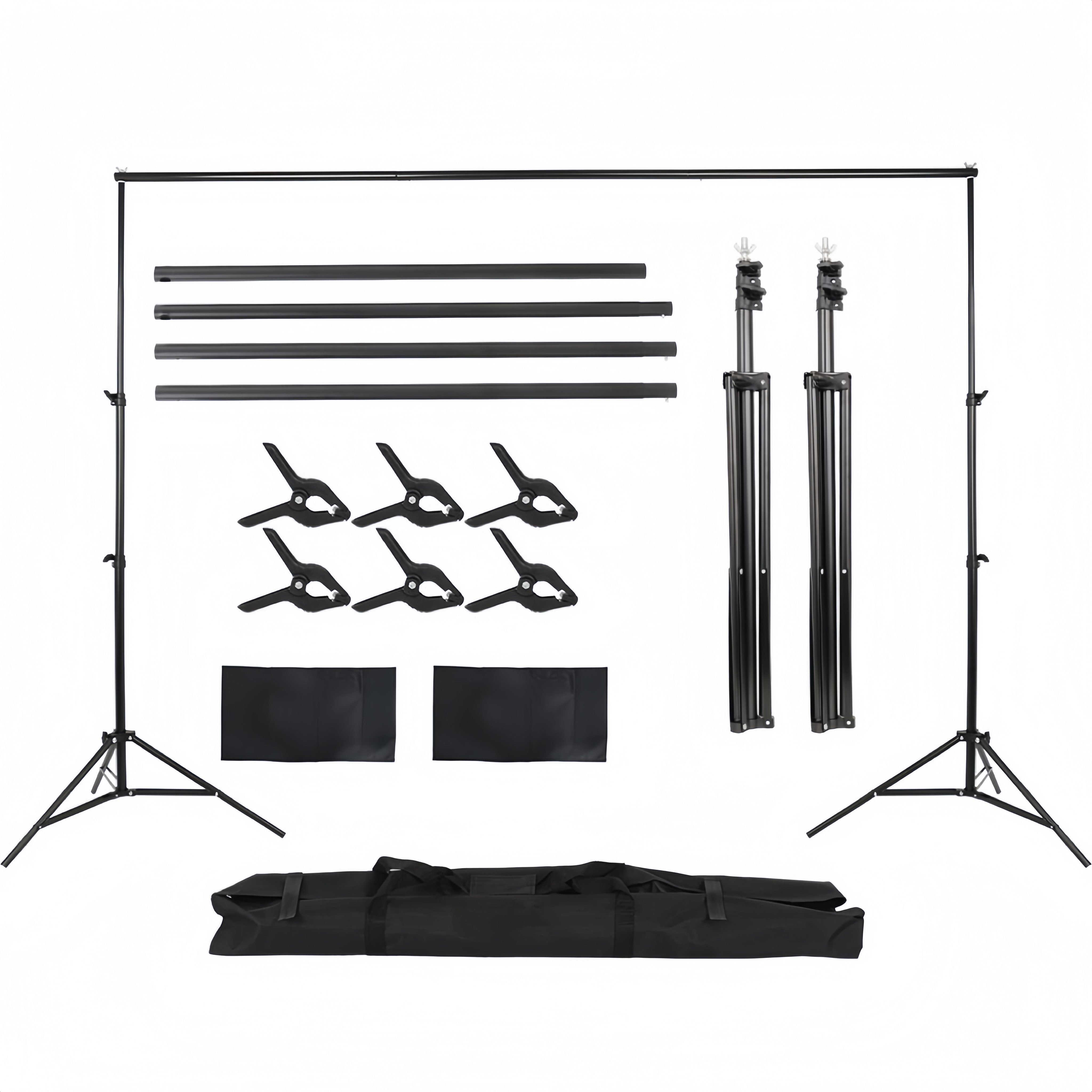 VINGLI Fotohintergrund 2x3m/2,6x3m Verstellbarer Hintergrund Ständer für Fotografie, Fotohintergrund mit 6 Fischmaul Klemmen, Hintergründe für Fotostudios