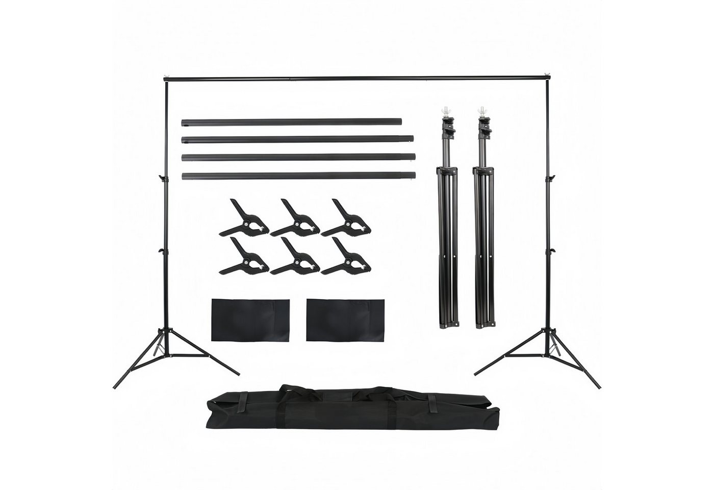 VINGLI Fotohintergrund 2x3m/2,6x3m Verstellbarer Hintergrund Ständer für Fotografie, Fotohintergrund mit 6 Fischmaul Klemmen, Hintergründe …
