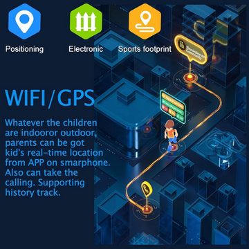 Kesasohe Vielseitigkeit Smartwatch, GPS-Uhr für Kinder mit HD-Anruf Video Chat Telefon IP68 wasserdicht