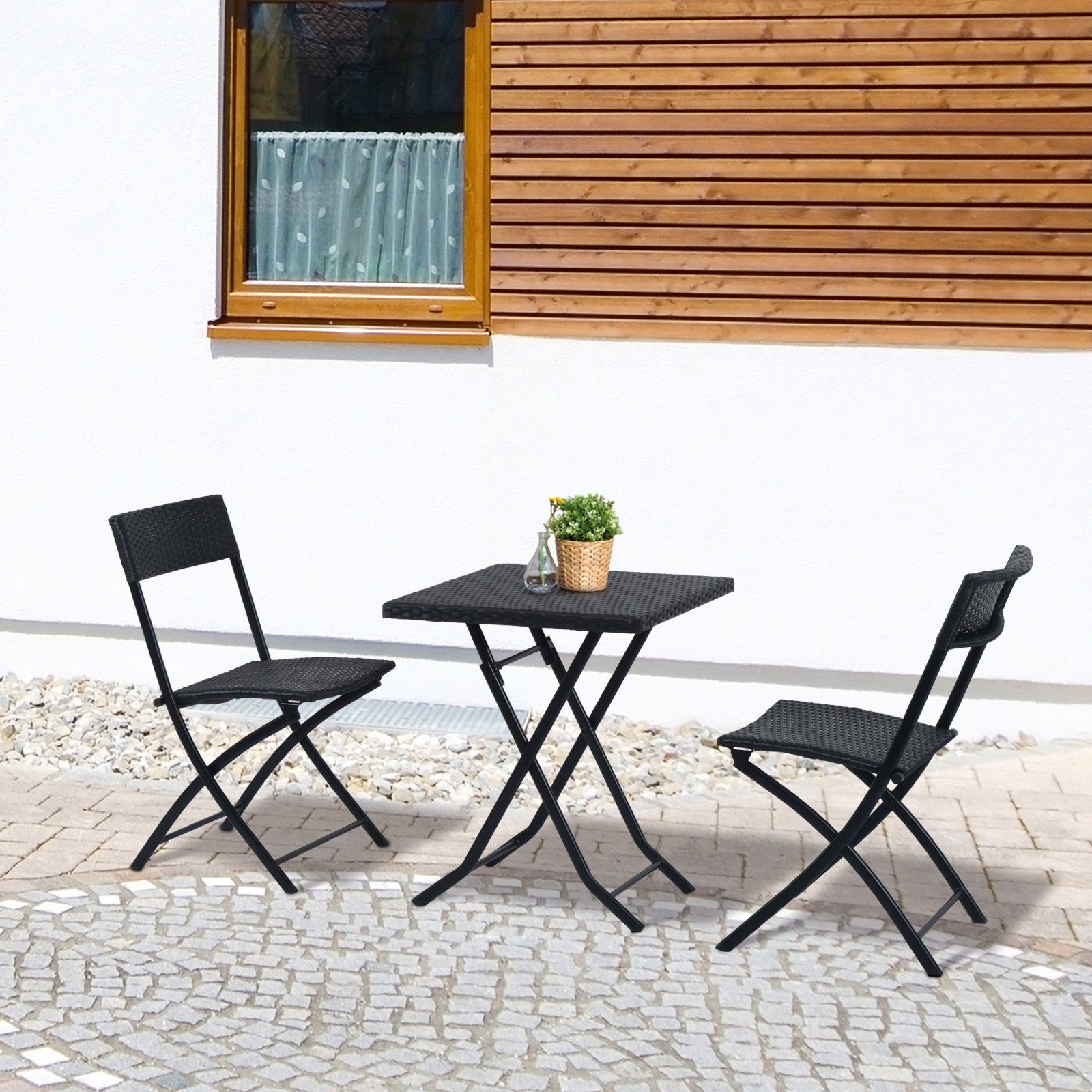 Outsunny Gartenlounge-Set mit 2 Stühle, Tisch, (Outdoor Balkonmöbel für 2 P günstig online kaufen