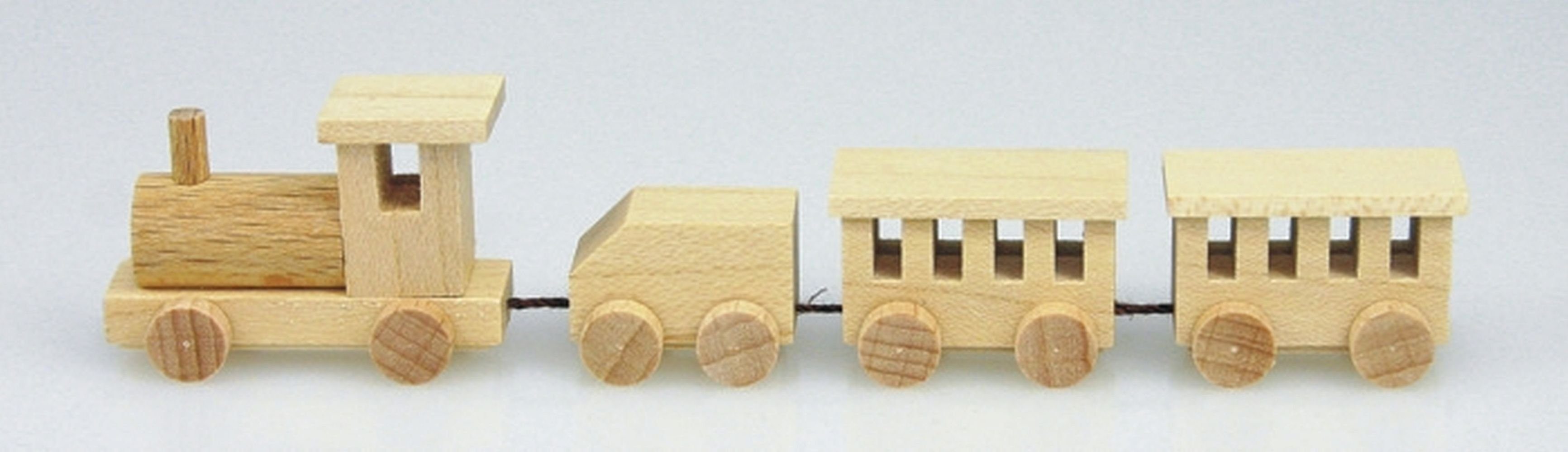 holz.kunst Stephan Kaden Spielzeug-Auto Holzspielzeug Holzeisenbahn mit 3 Wagons natur BxH 11x2,5xcm NEU