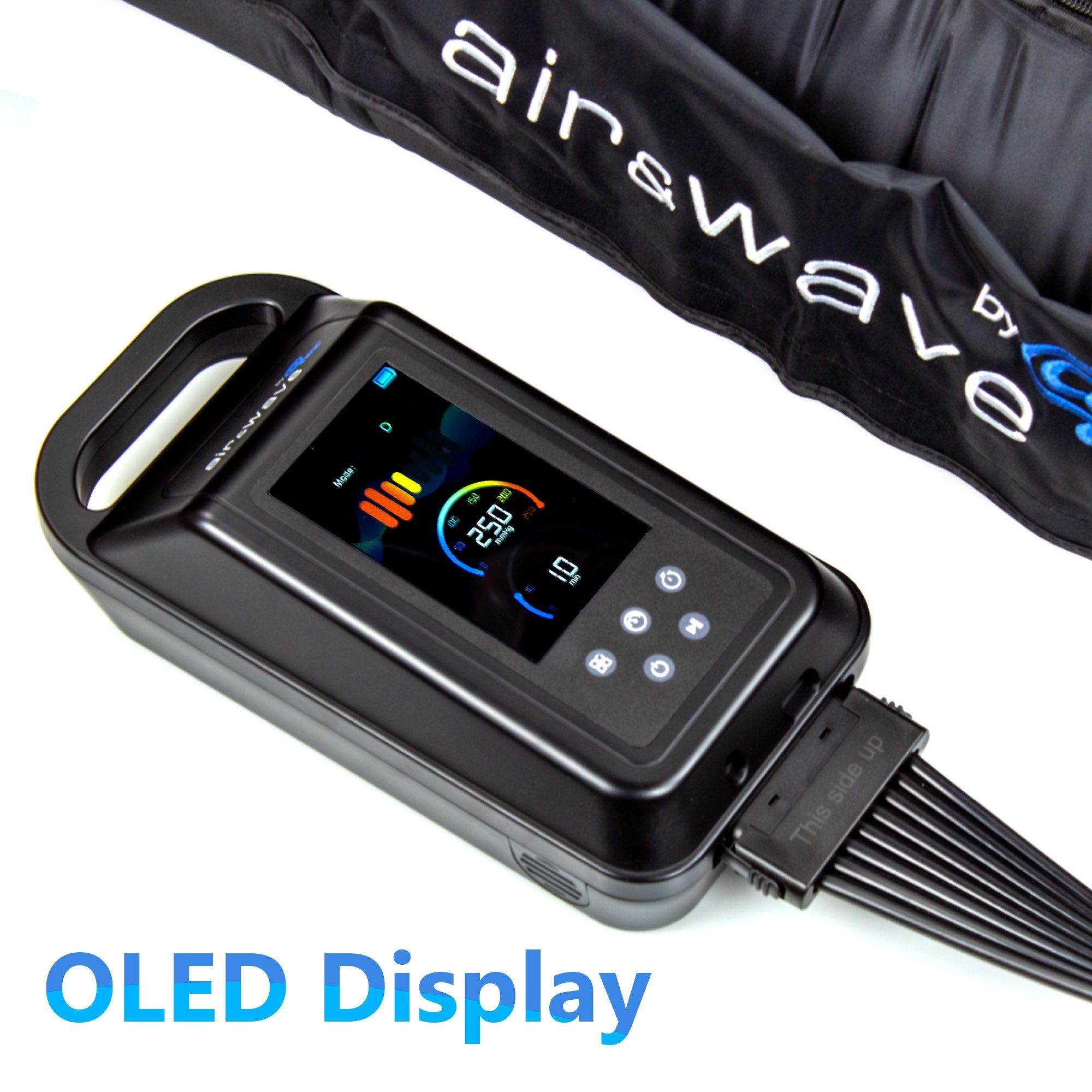 @tec Fußmassagegerät air&wave Akku Beinmassagegerät Massage, 8 Luftkammern, Luftkompressionsmassage, 5 Modi, OLED-Farbdisplay