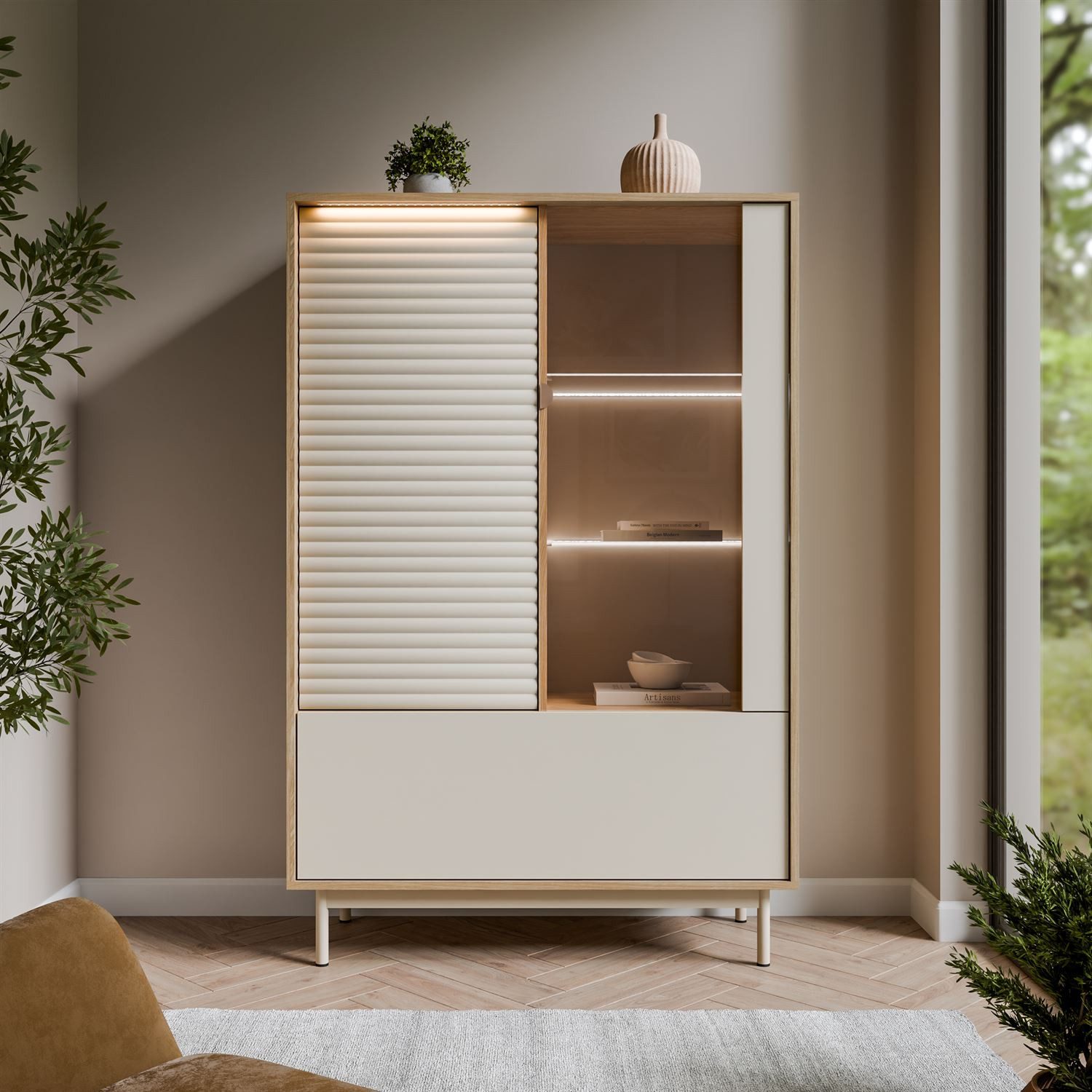 Lookway Standvitrine FLORENCE 2D1W mit LED-Beleuchtung Breite: 100 cm