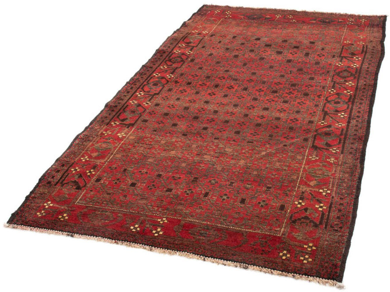 Hochflor-Läufer Belutsch Durchgemustert Rosso 195 x 108 cm, morgenland, rechteckig, Höhe: 8 mm, Handgeknüpft | Shaggy-Teppiche