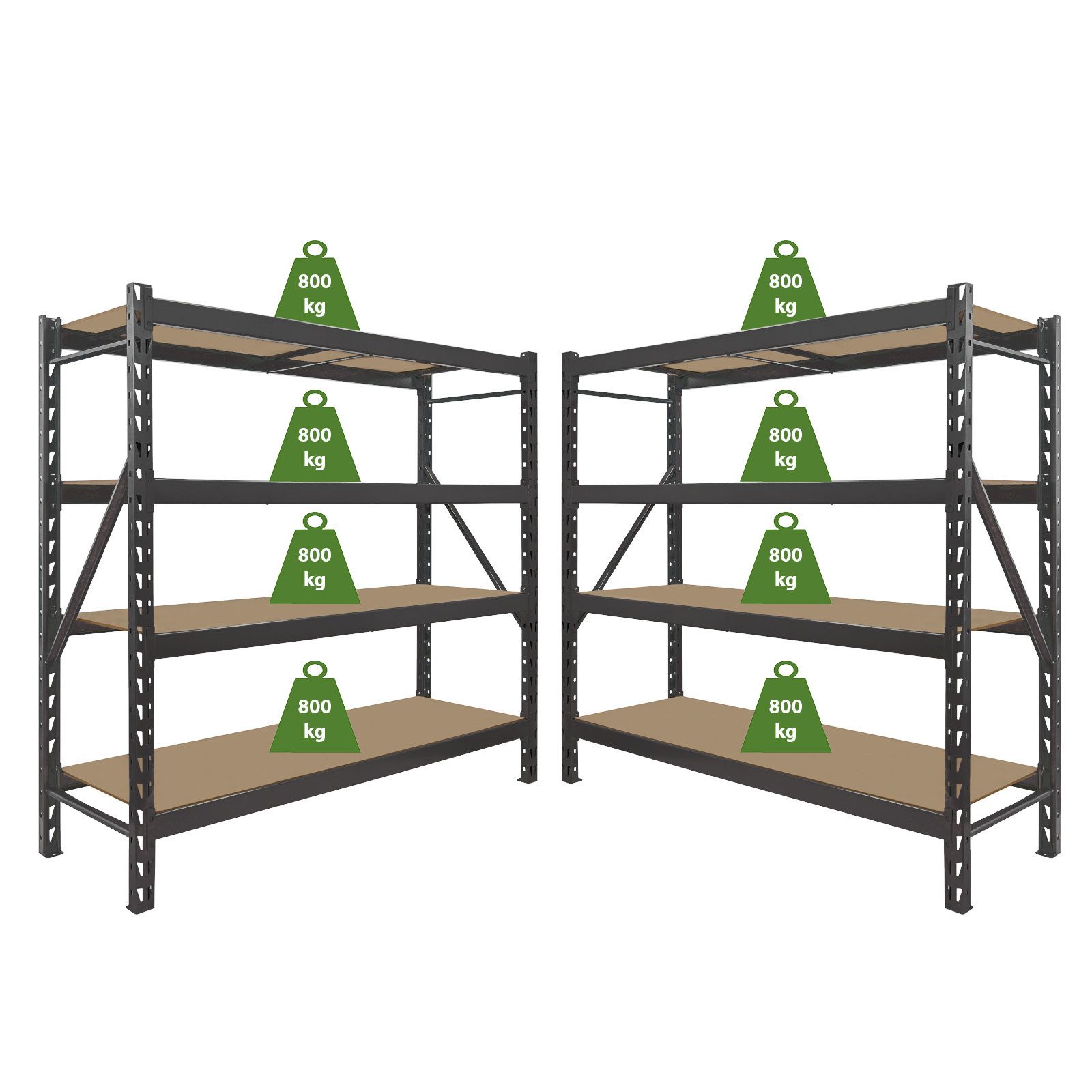 TRUTZHOLM Steckregal Schwerlastregal Emil 180x190x60 cm aus Stahl Stecksystem 4 Fachböden, Komplett-Set