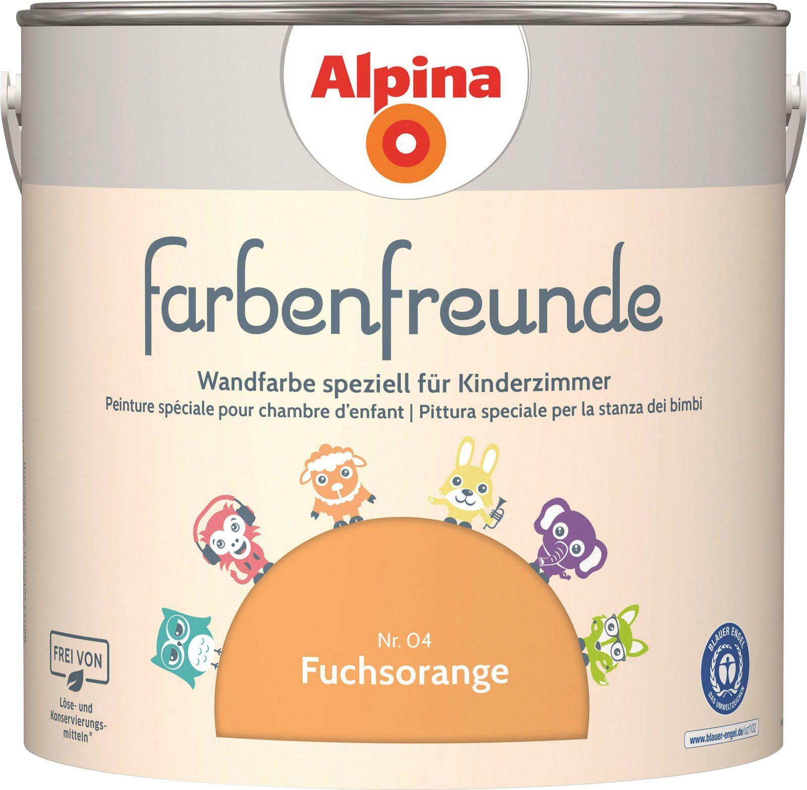 farbenfreunde, 2,5 Fuchsorange Kinderzimmer, matt, Wandfarbe Alpina für Liter