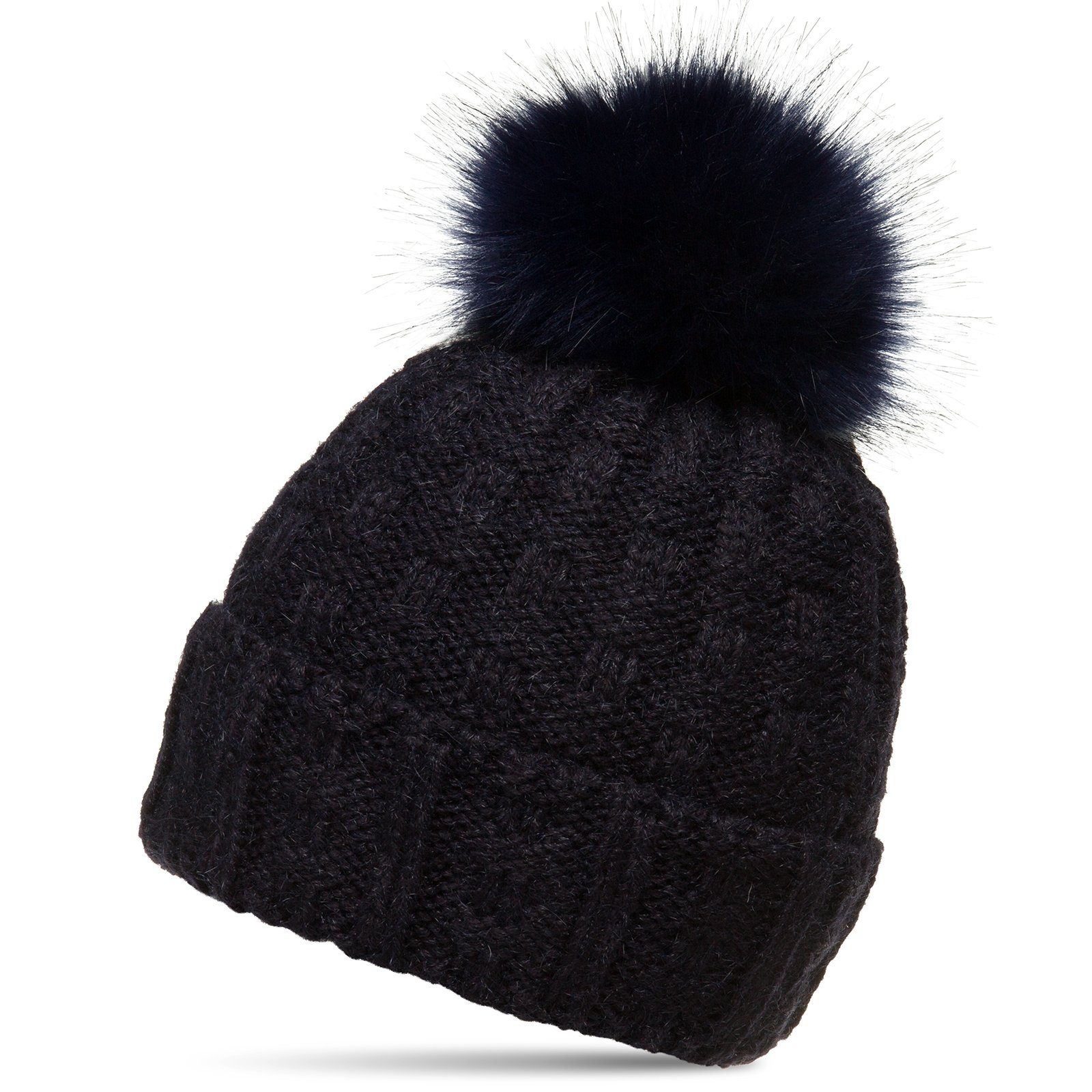Caspar Bommelmütze MU174 Damen Winter Mütze Strickmütze mit großem Fellbomm günstig online kaufen