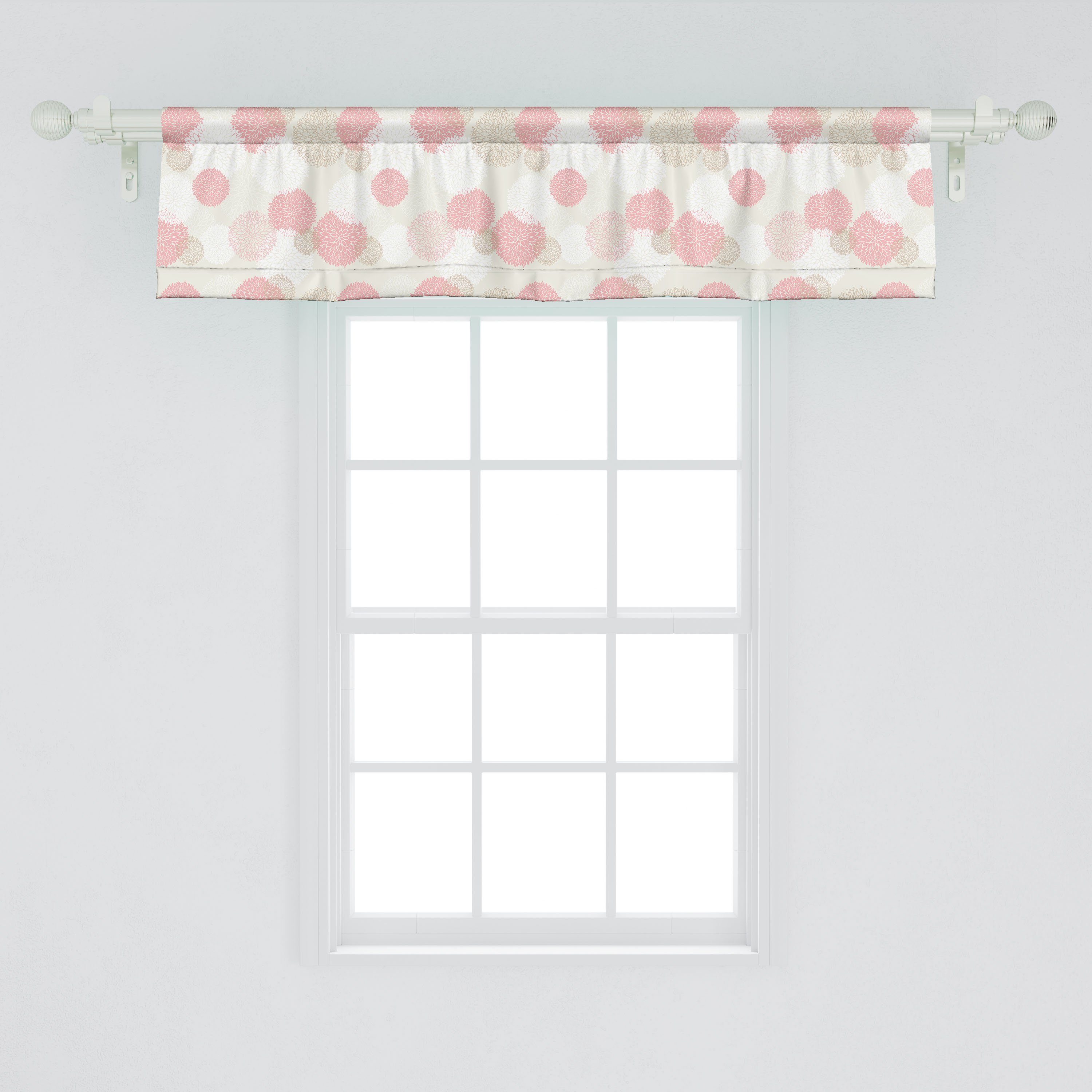 Scheibengardine Vorhang Volant Weiches Pastell Frühlings-Blumenmotiv für Dekor Microfaser, Abakuhaus, Schlafzimmer Küche mit Stangentasche