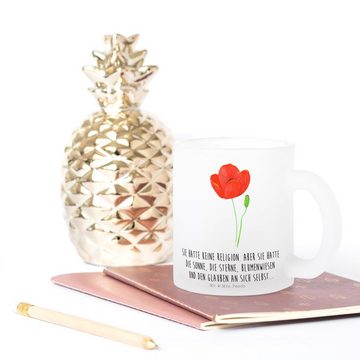 Mr. & Mrs. Panda Teeglas Blume Mohnblume - Transparent - Geschenk, Teebecher, Glas Teetasse, M, Premium Glas, Außerordentliches Design