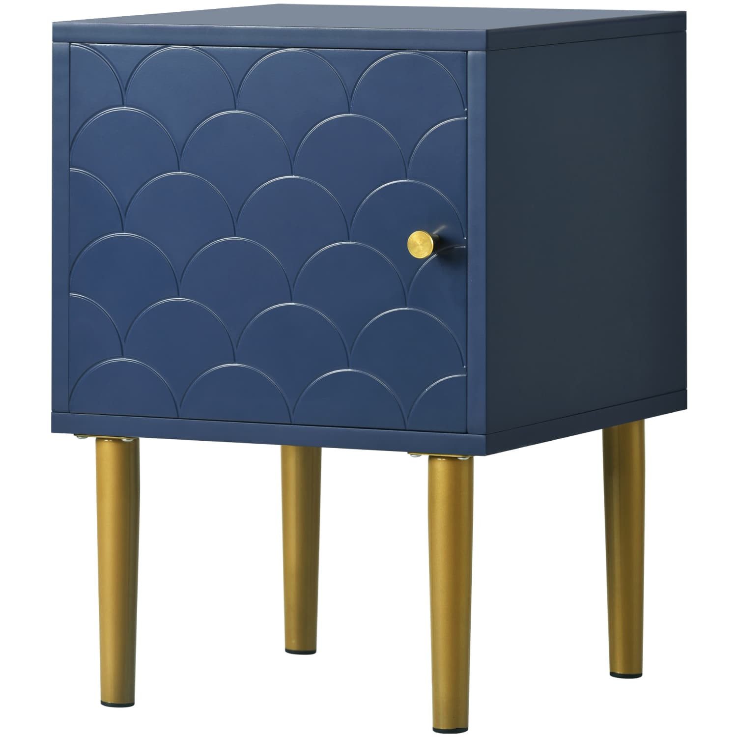 autolock Nachttisch Nachttisch,Nachtschrank Beistelltisch,Marineblau, Sofatisch, passend zu jedem Bett & Schlafzimmer - H50/B35/T35 cm