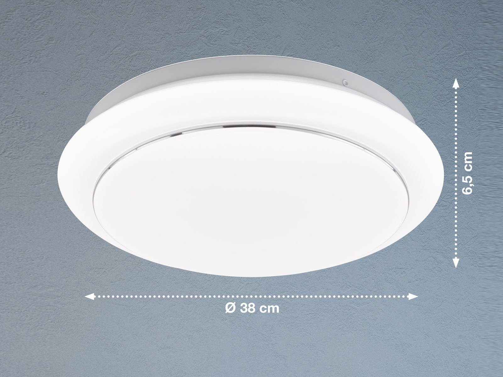 FISCHER & HONSEL LED fest Ø38cm SET integriert, Weiß & rund Deckenleuchte, 2er Warmweiß, Treppenhauslampen Design flach LED