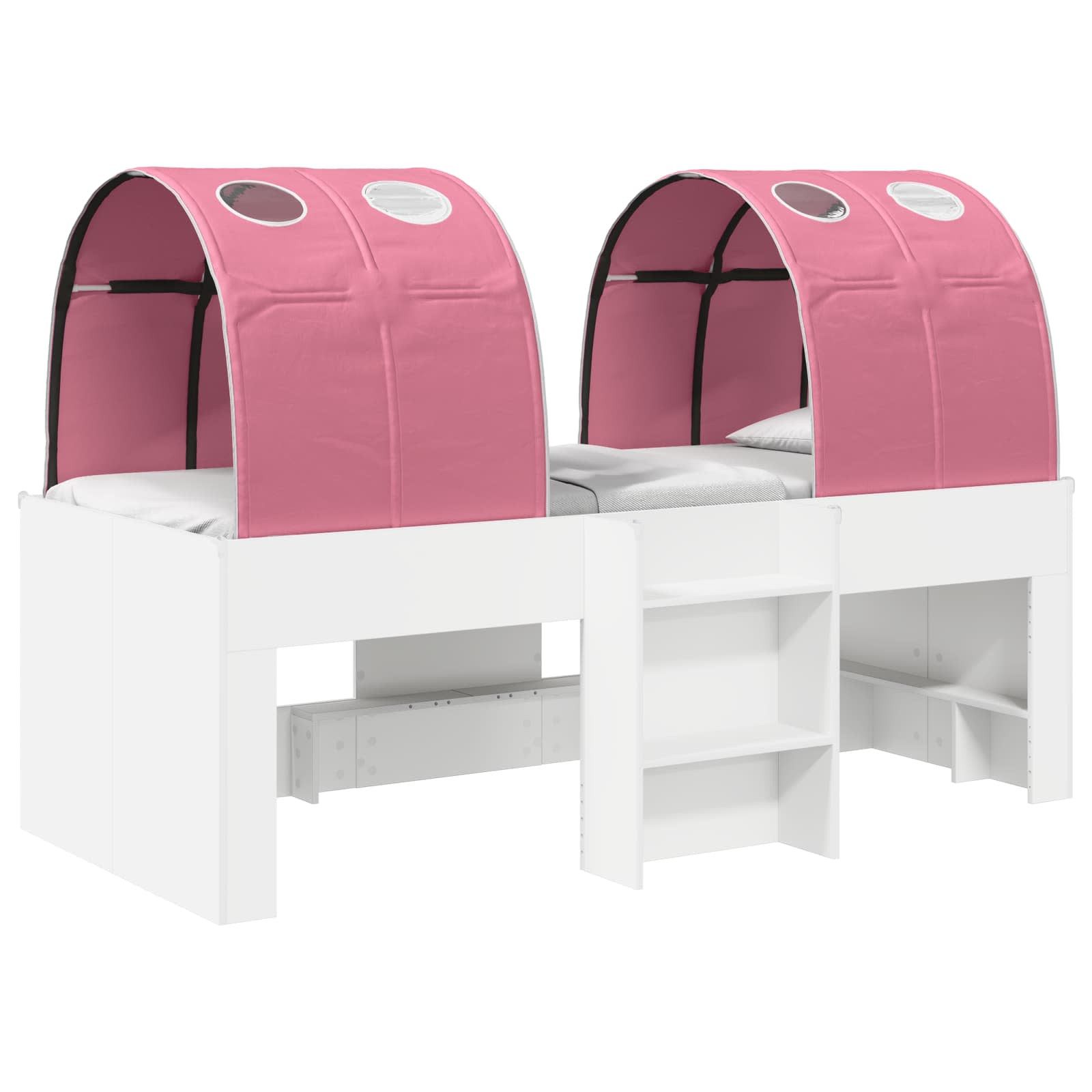 vidaXL Bett Hochbett für Kinder mit Tunnel 3 stk. Weiß und Rosa (3-tlg)