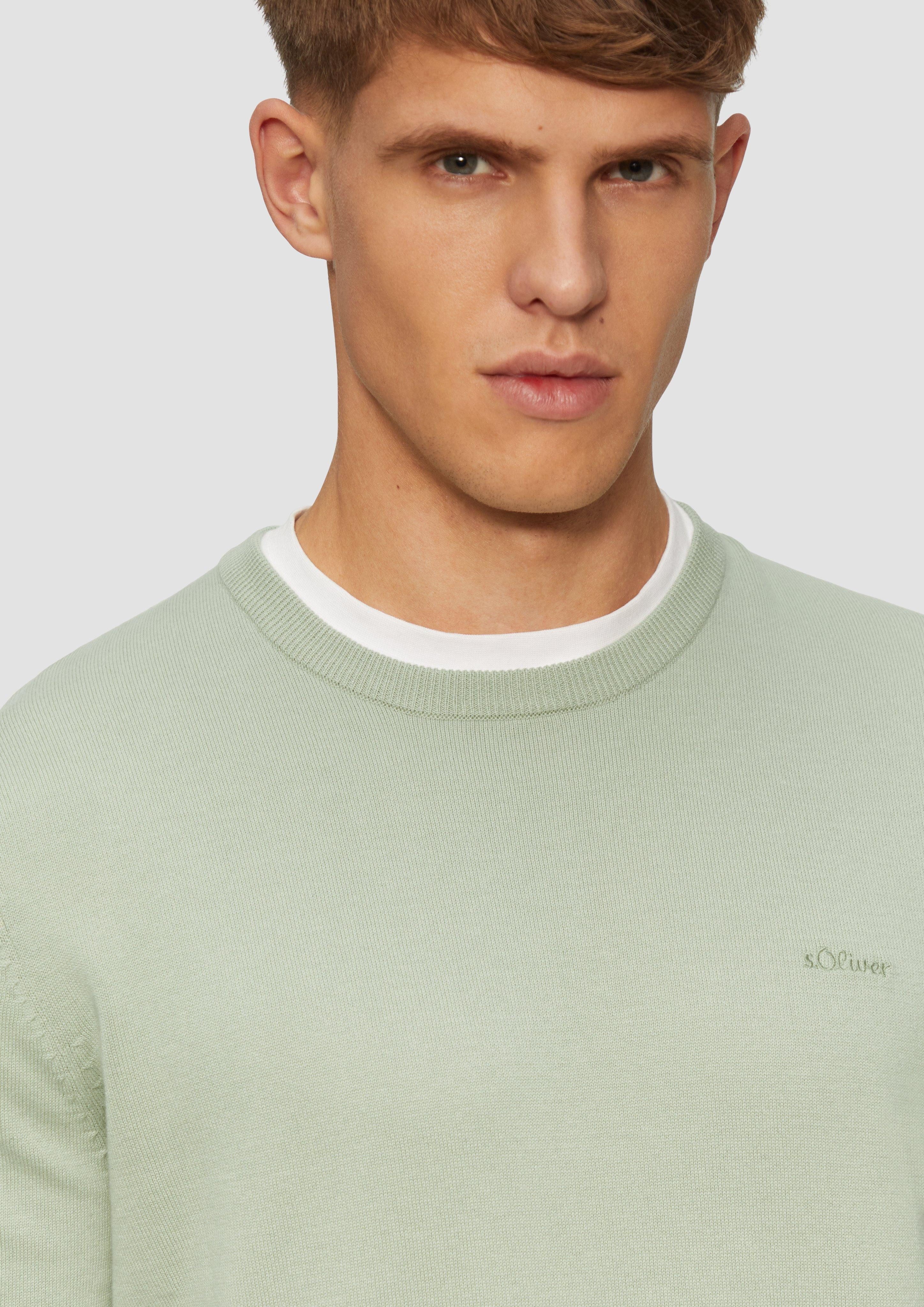 s.Oliver Strickpullover Strickpullover mit Logo-Stickerei Logo günstig online kaufen