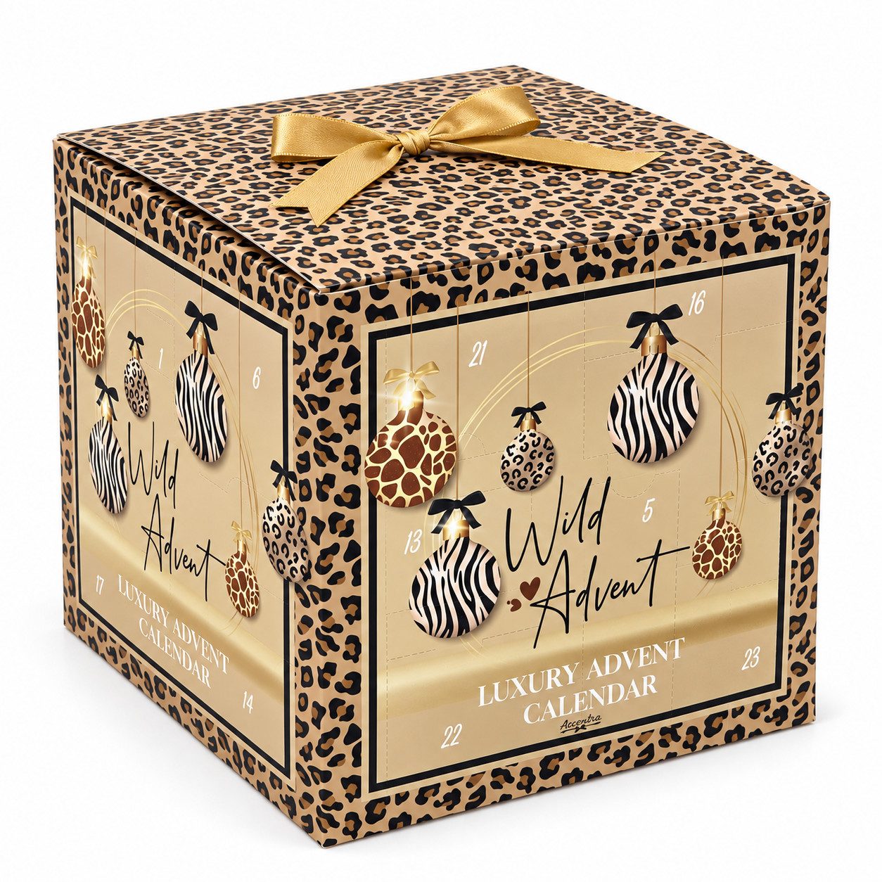 ACCENTRA Kosmetik-Adventskalender für Frauen - Wild Advent – 24 Beauty-Überraschungen - Leo Animal Print (Packung, 24-tlg), Vegane Kosmetik, frei von Parabenen und designed in Germany